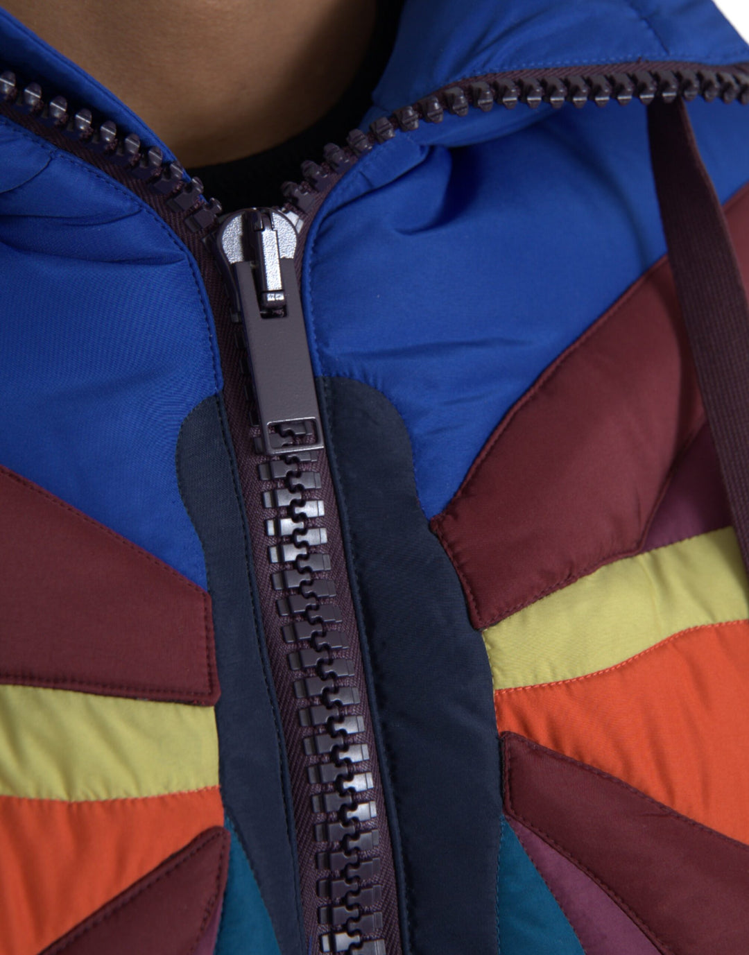 Multicolor butterfly hooded puffer jacket