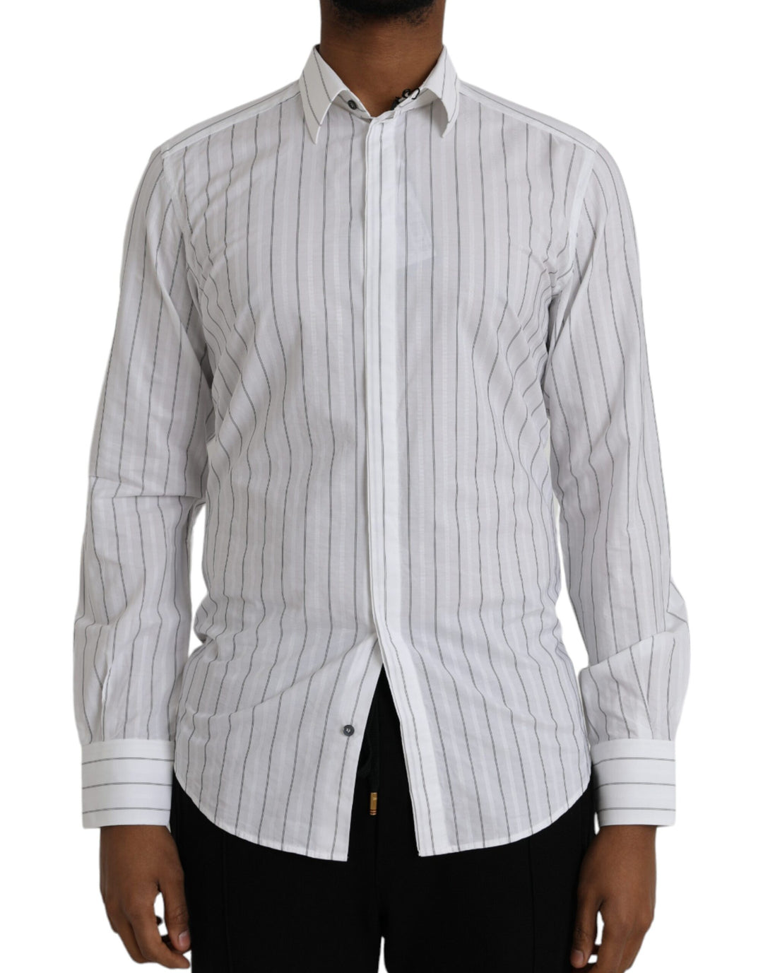 Black and white striped formal dress GOLD shirt