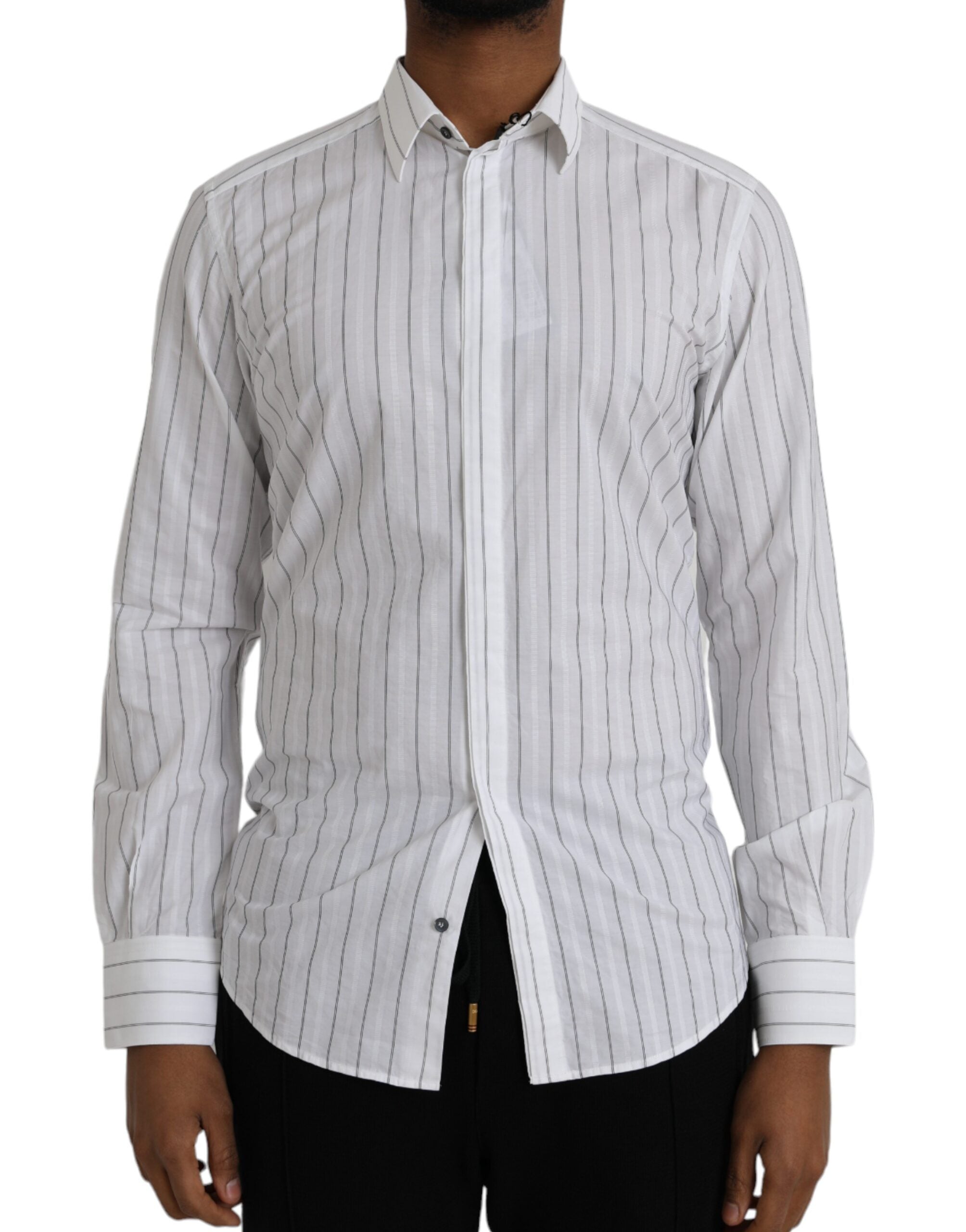 Black and white striped formal dress GOLD shirt