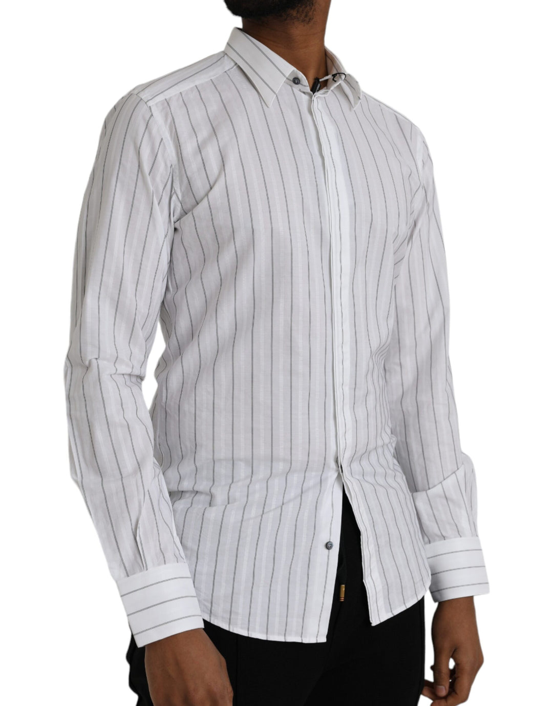 Black and white striped formal dress GOLD shirt