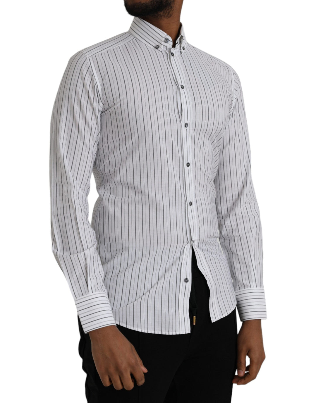 Black and white striped formal dress GOLD shirt