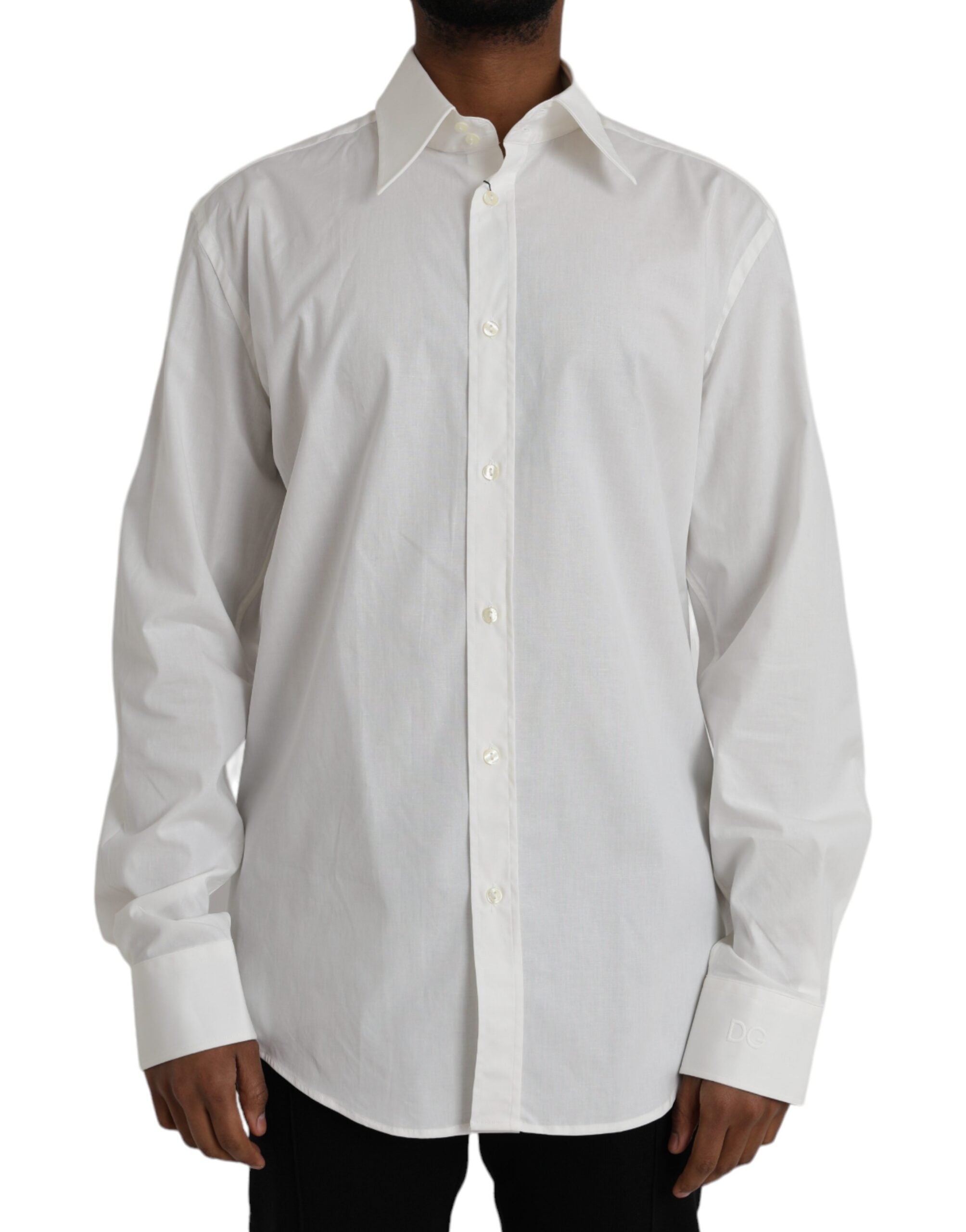 White cotton dress Slim Fit GOLD shirt
