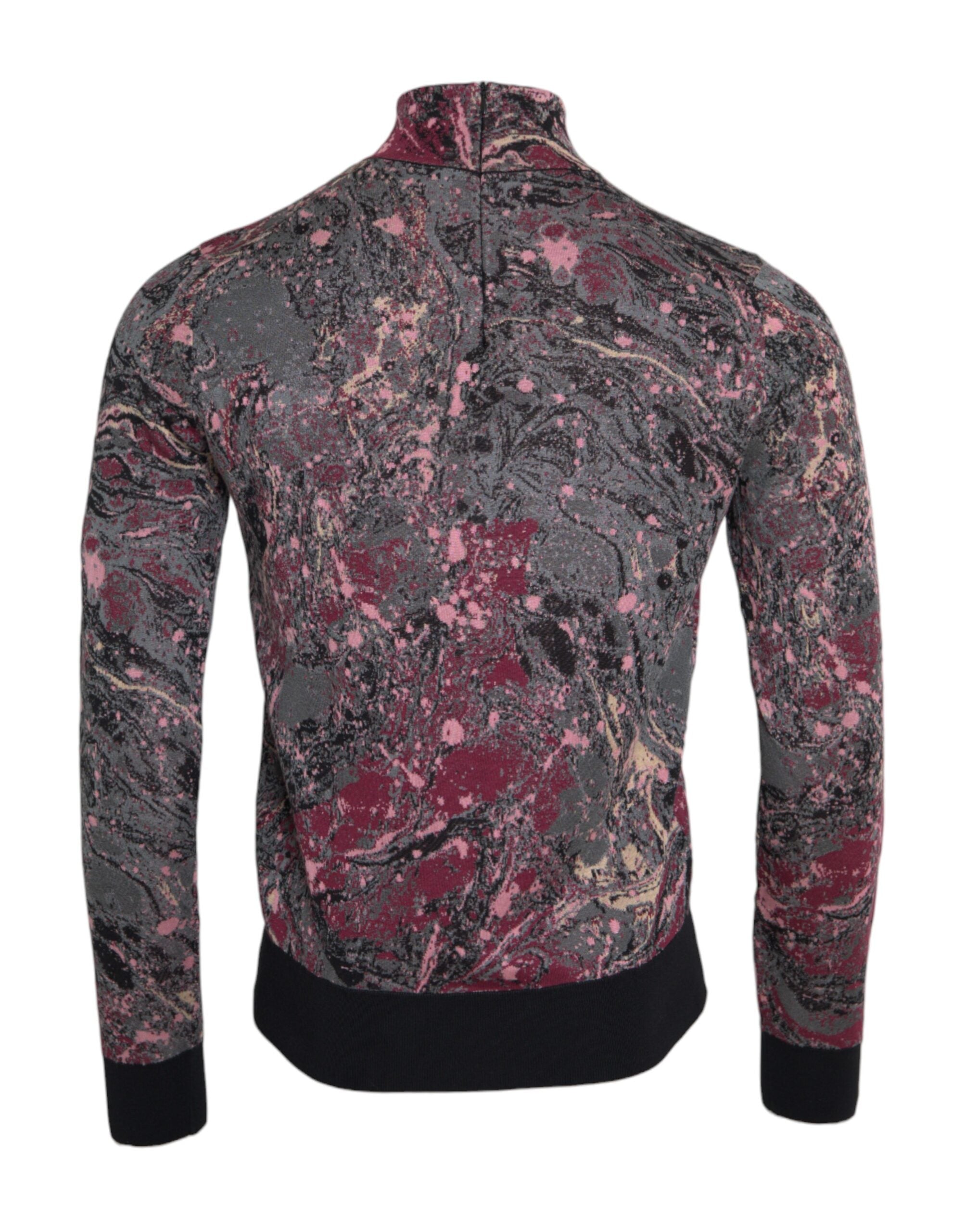 Multicolor graphic turtleneck sweater for men