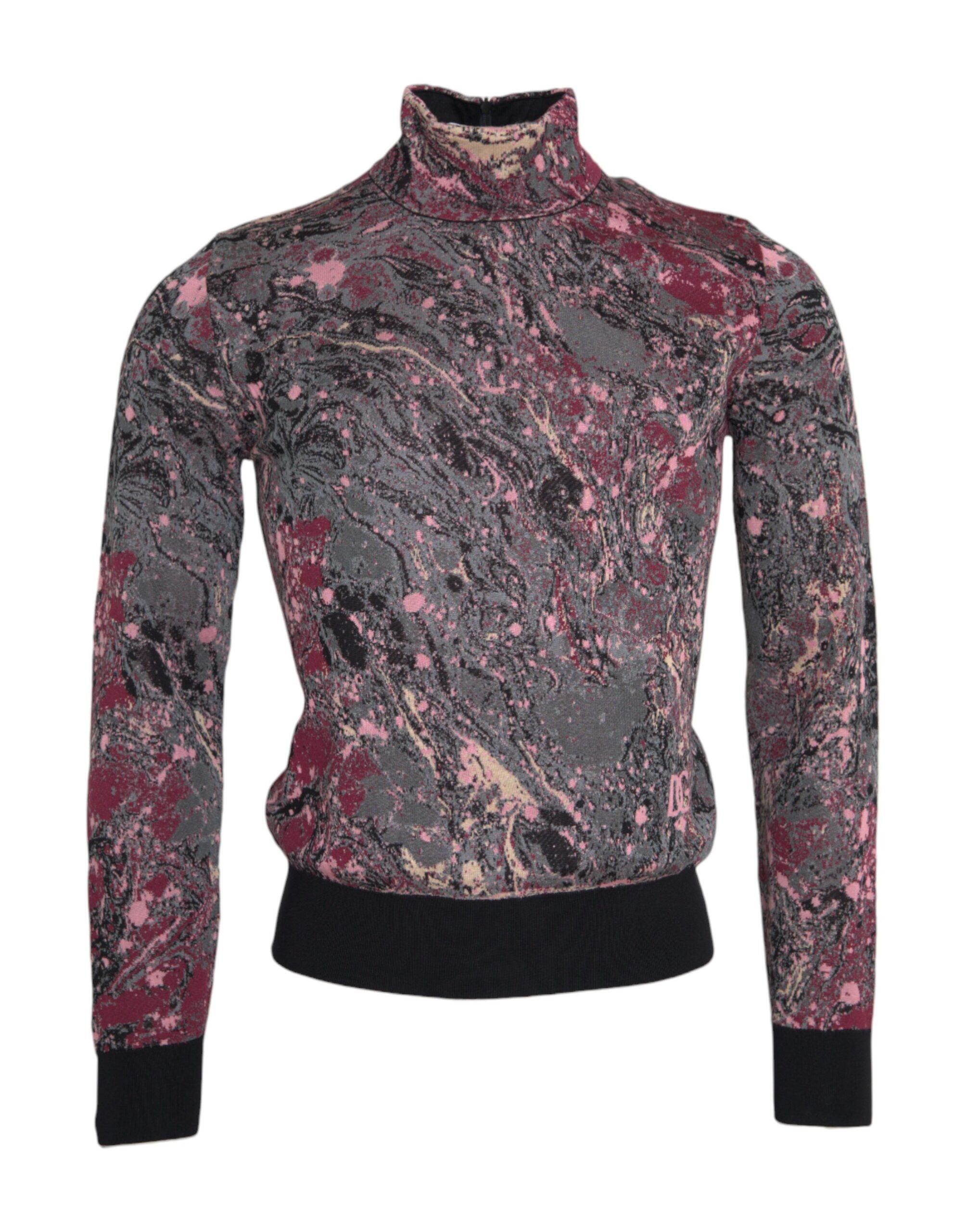 Multicolor graphic turtleneck sweater for men