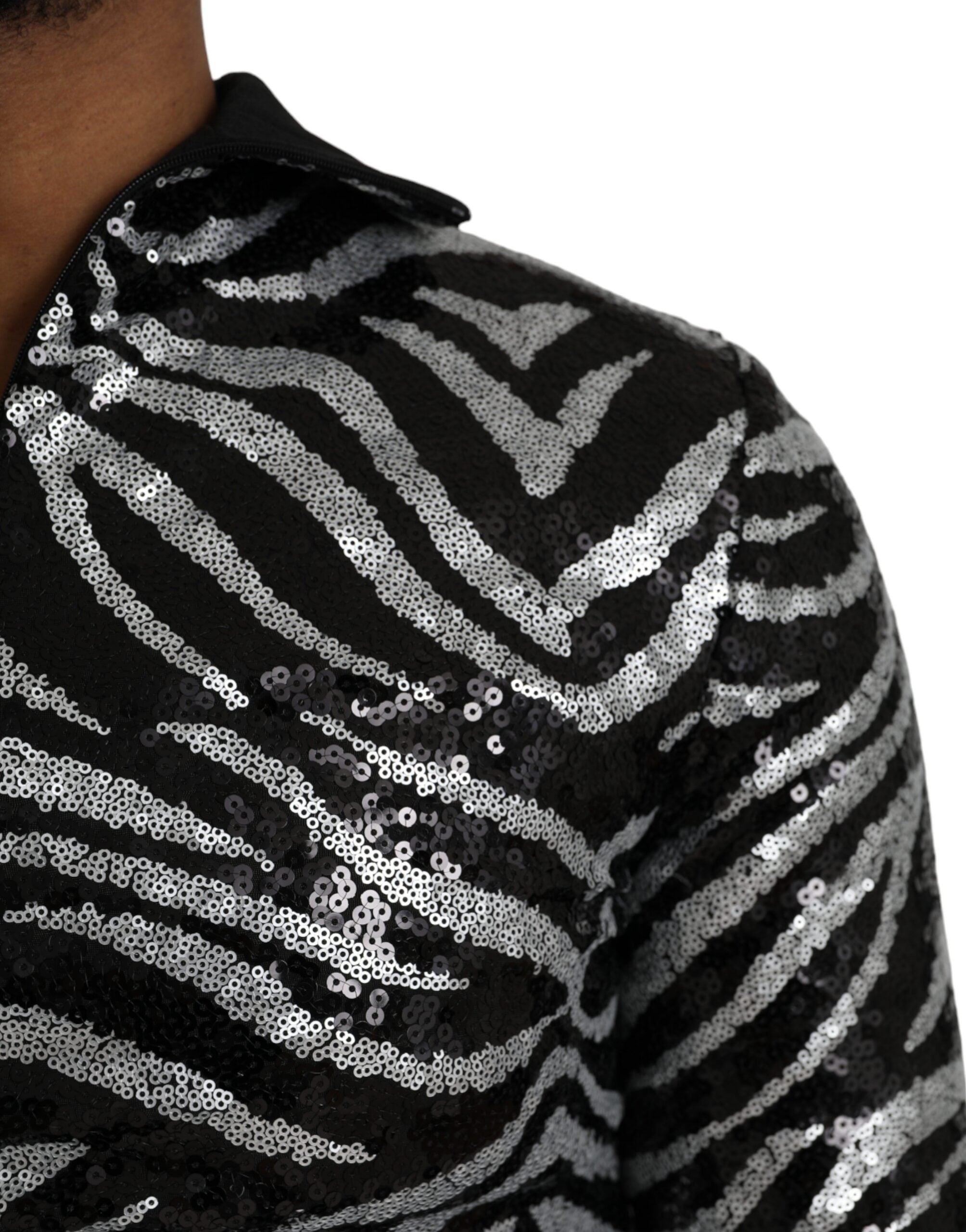 Black and silver polyester sweater with sequins