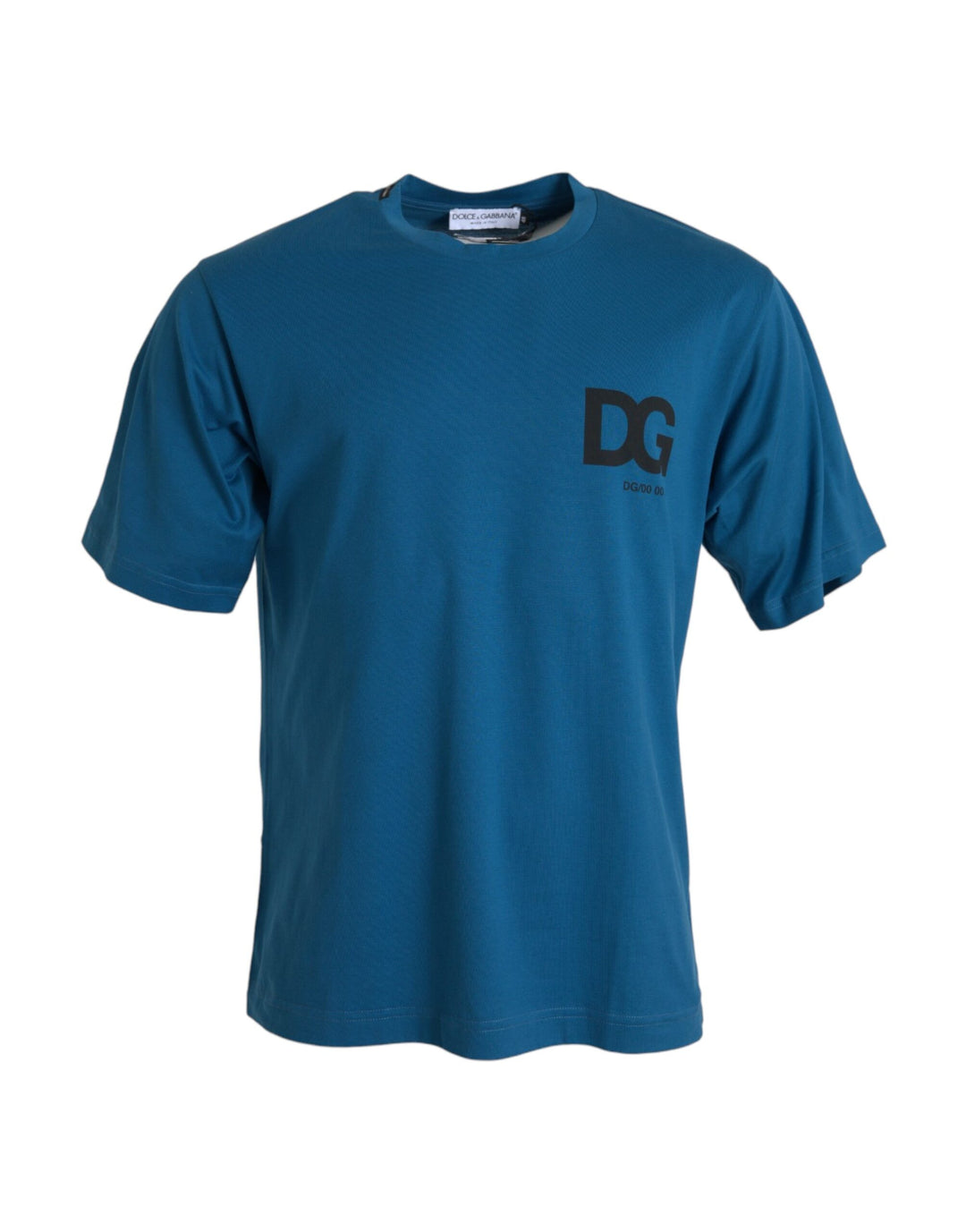 Blaues Logo-Rundhals-T-Shirt mit kurzen Ärmeln