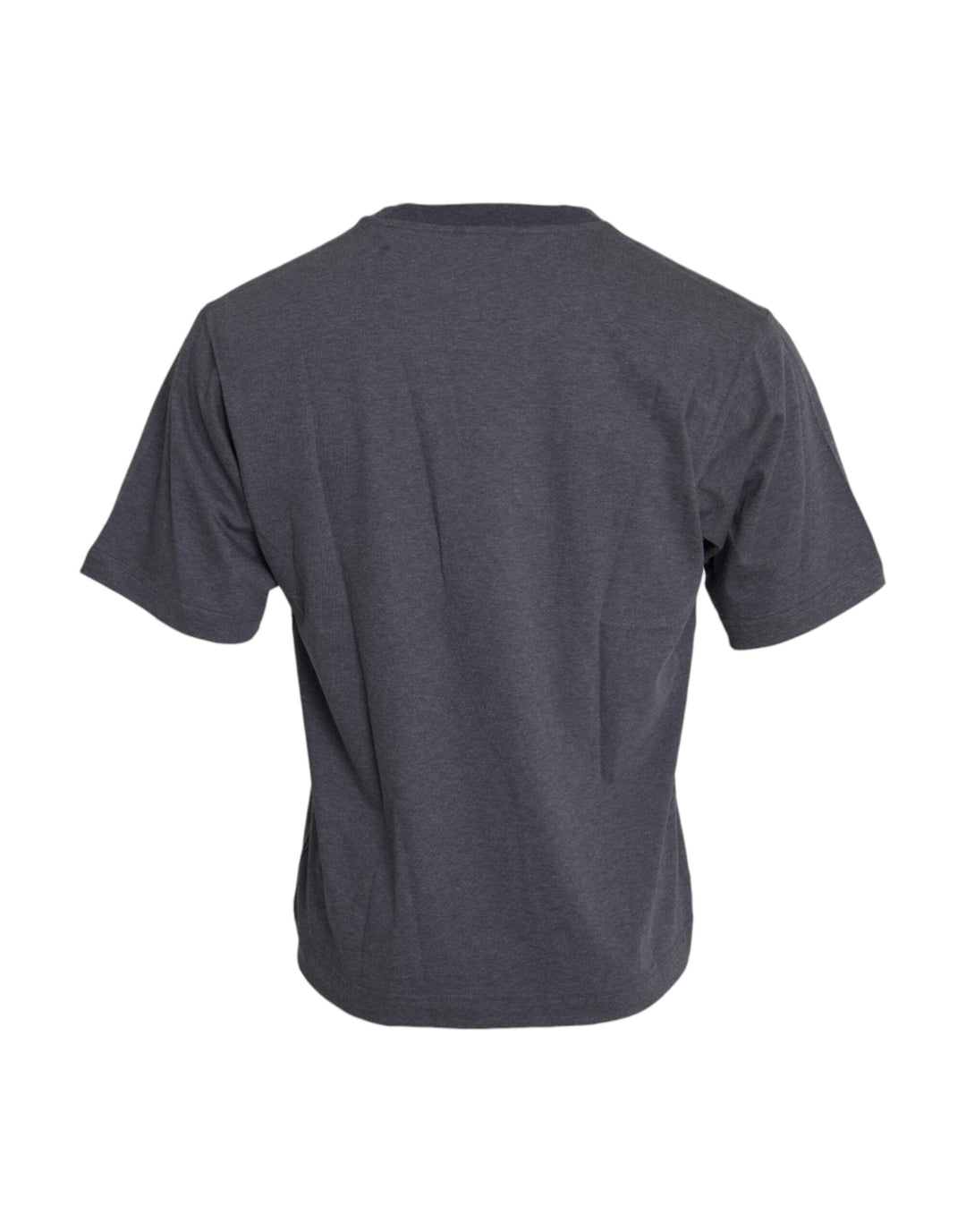 Grey cotton T-shirt with round neck and short sleeves