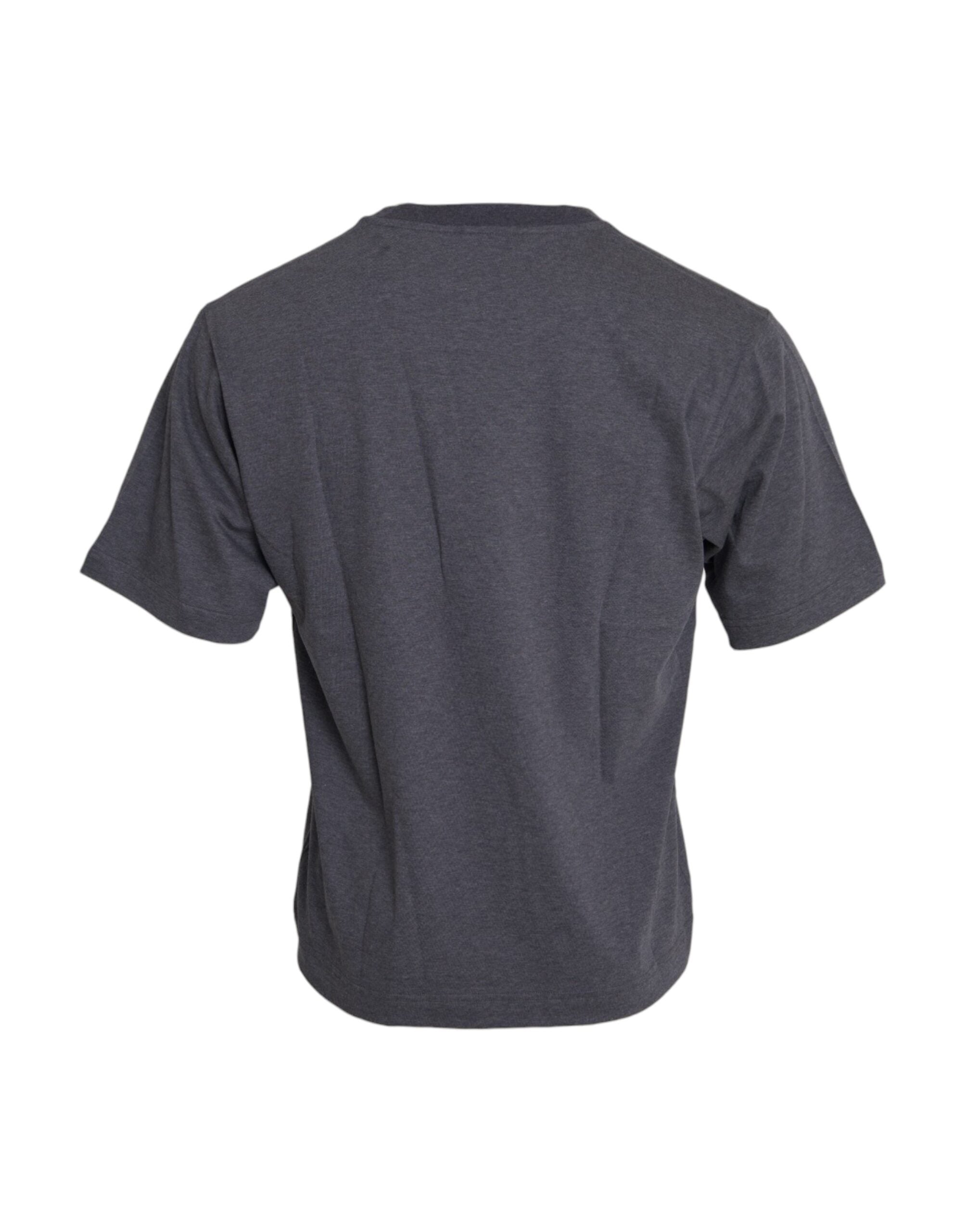 Grey cotton T-shirt with round neck and short sleeves