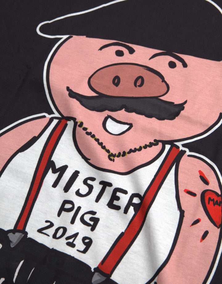 Black Cotton T-Shirt 2019 Year of the Pig