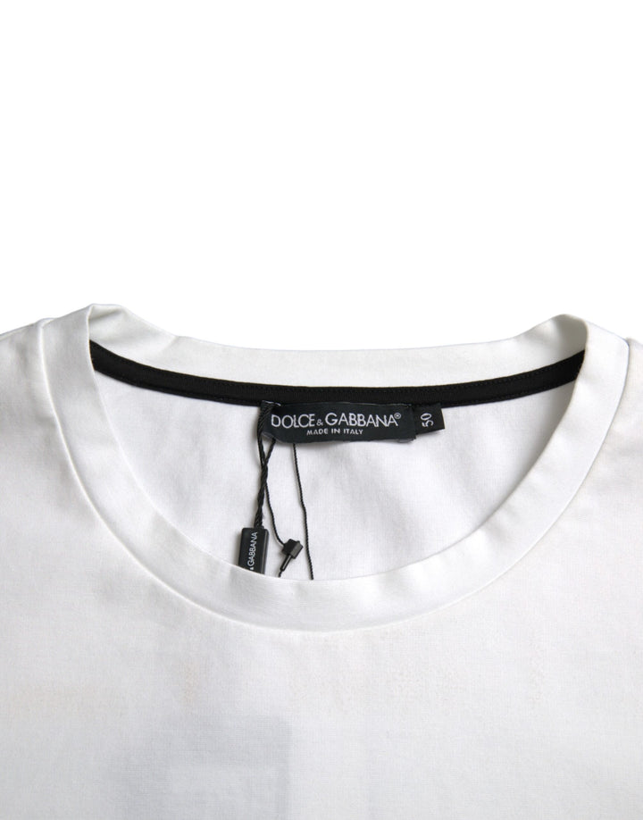 Weißes T-Shirt mit roten Lippen aus Baumwolle für Männer