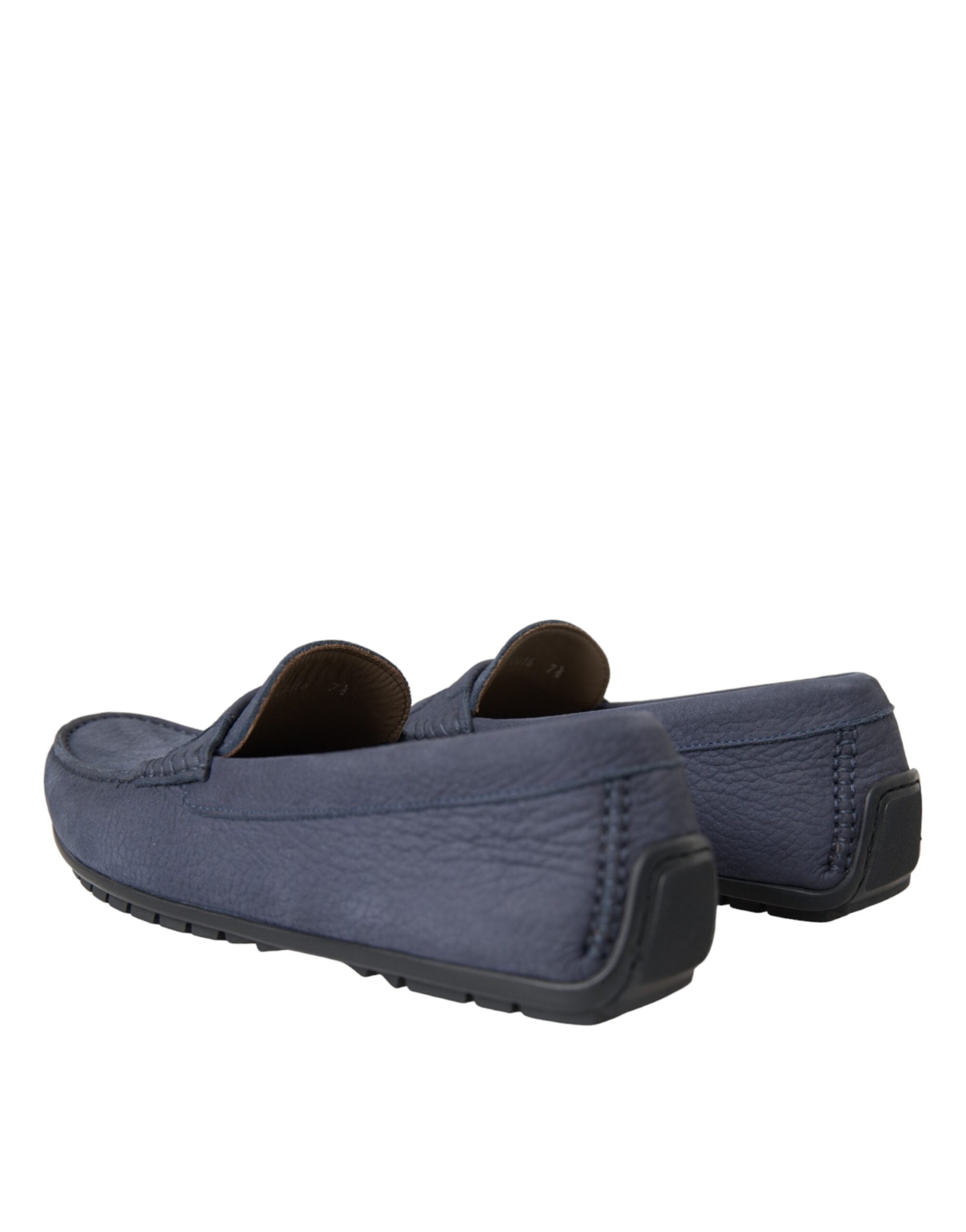 Blue calf leather slip-on moccasin shoes