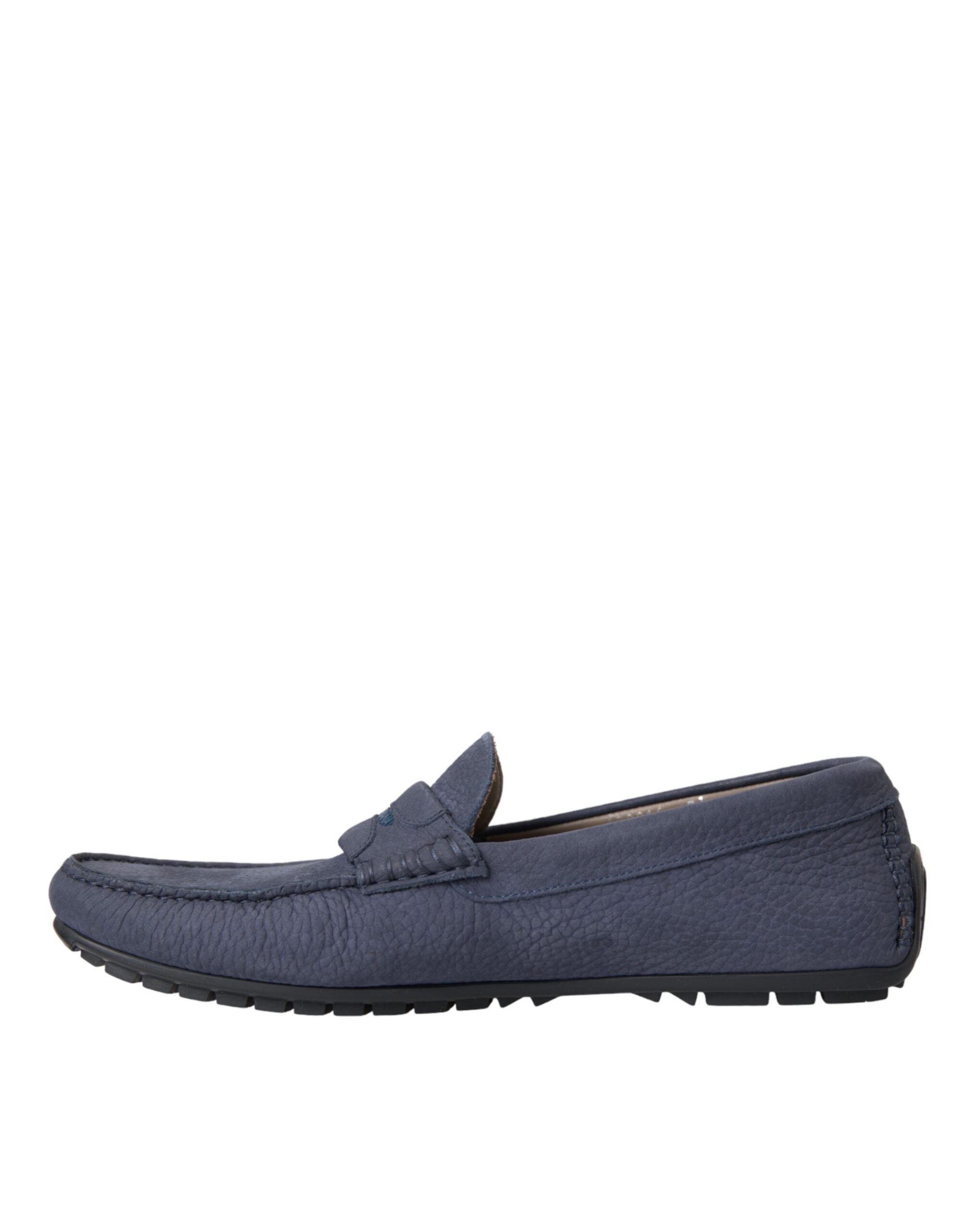Blue calf leather slip-on moccasin shoes