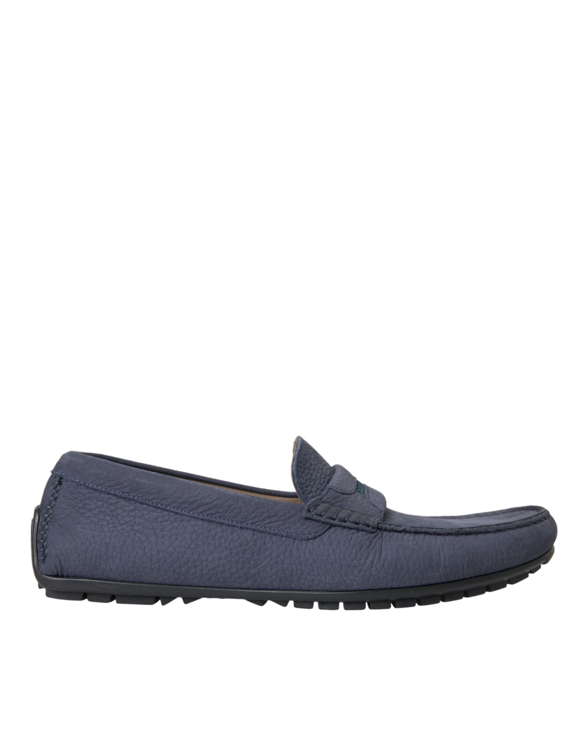 Blue calf leather slip-on moccasin shoes