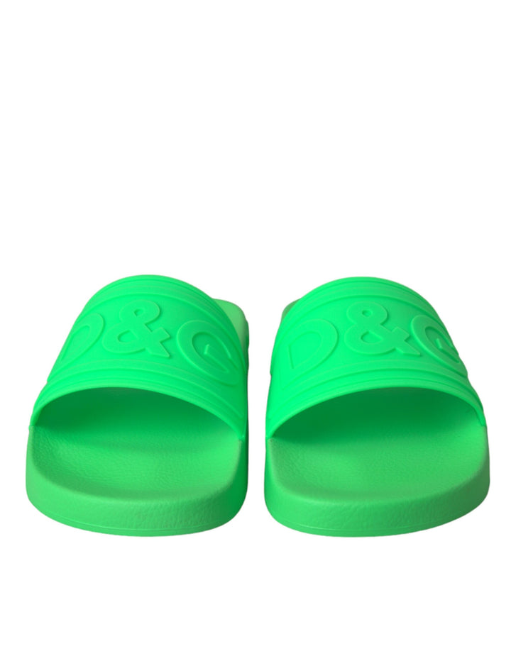 Green leather mules sandals beachwear shoes