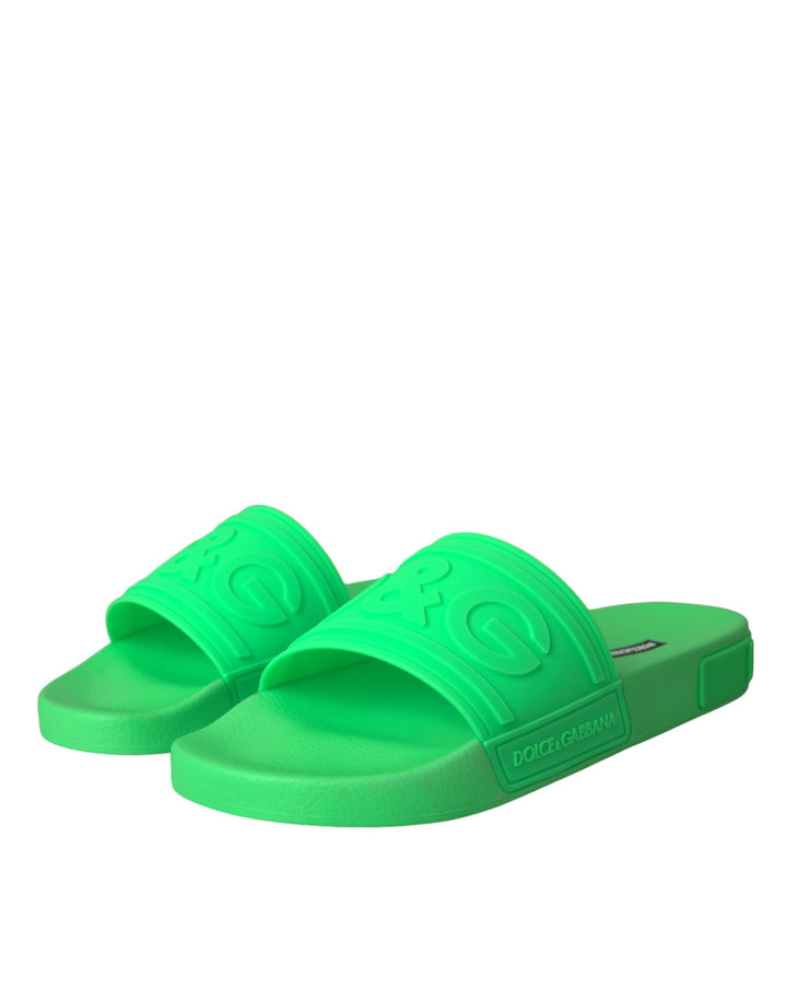 Green leather mules sandals beachwear shoes