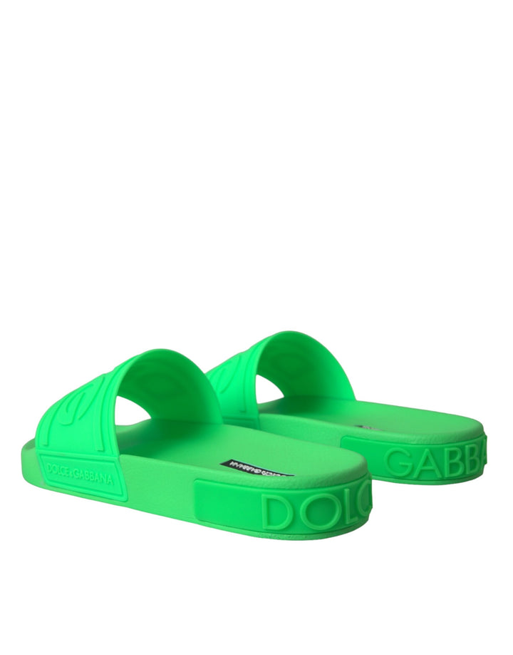 Green leather mules sandals beachwear shoes