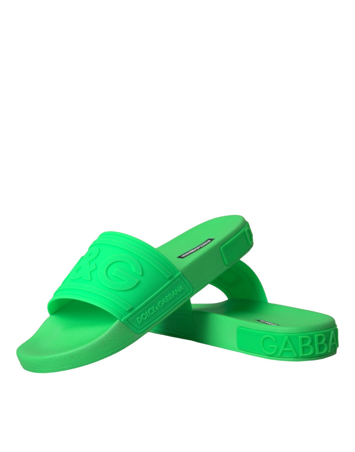 Green leather mules sandals beachwear shoes