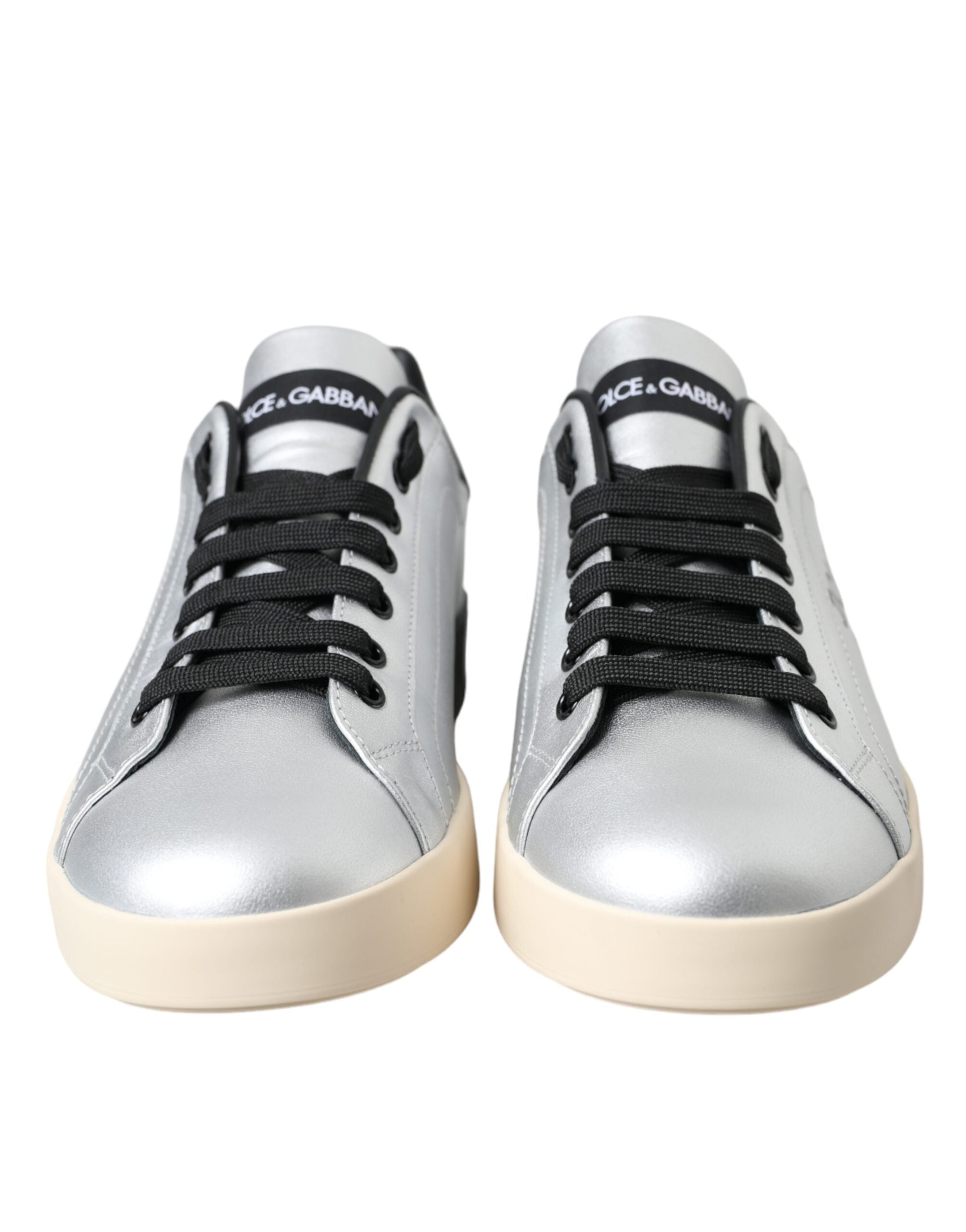 Silberne Portofino Kalbsleder Sneakers Männer Schuhe
