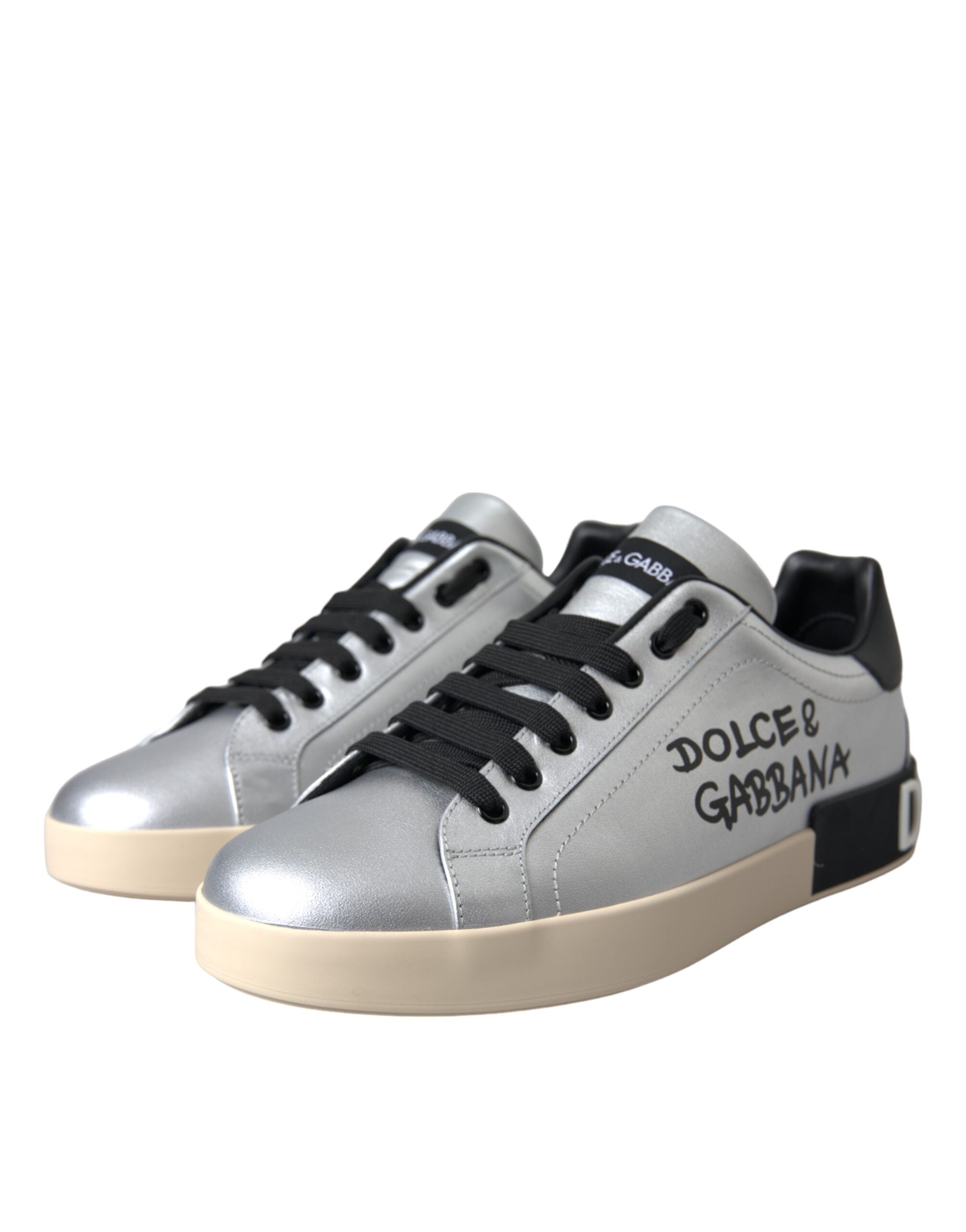 Silberne Portofino Kalbsleder Sneakers Männer Schuhe