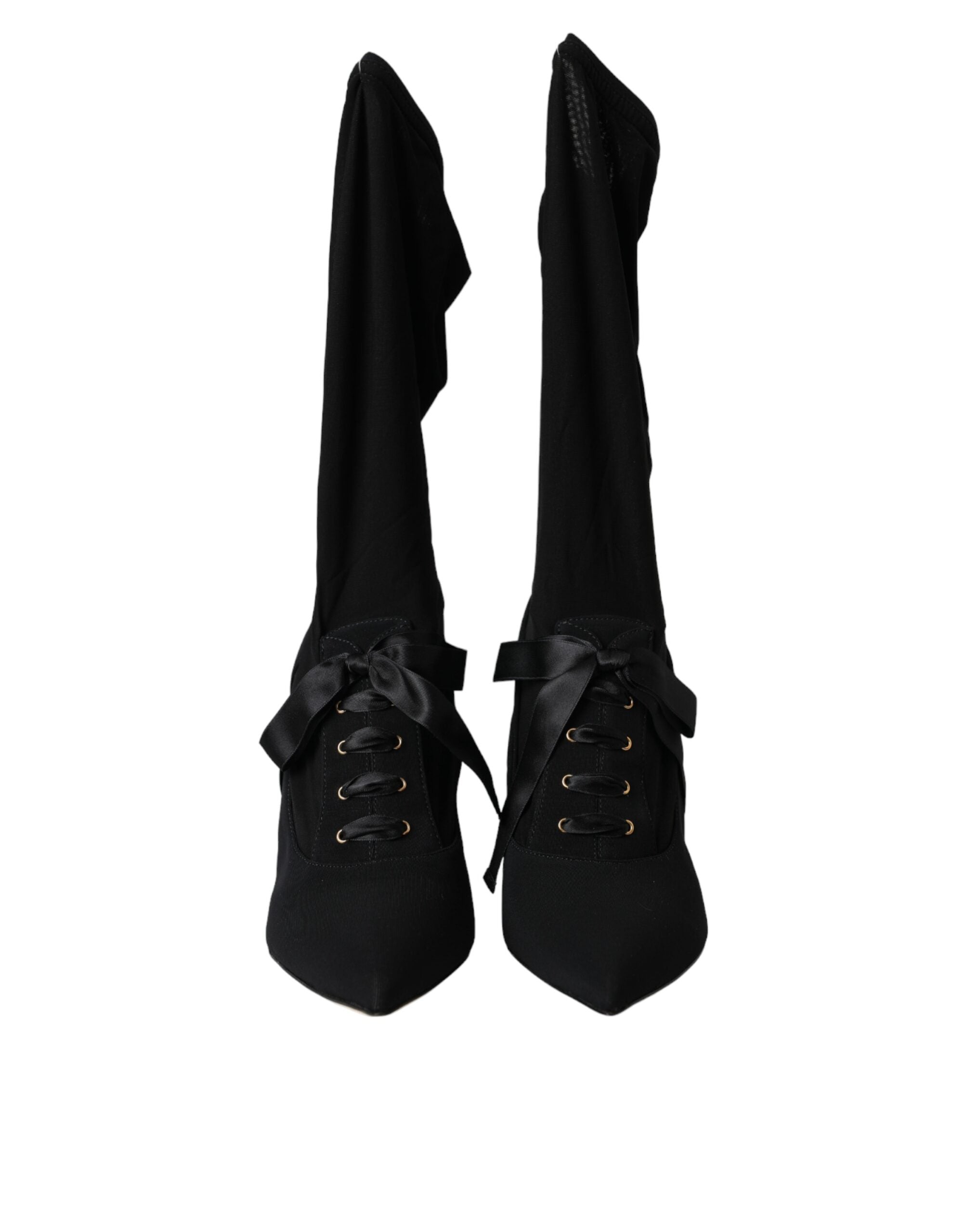 Schwarz Stiletto Heels Mid Calf Stiefel Schuhe