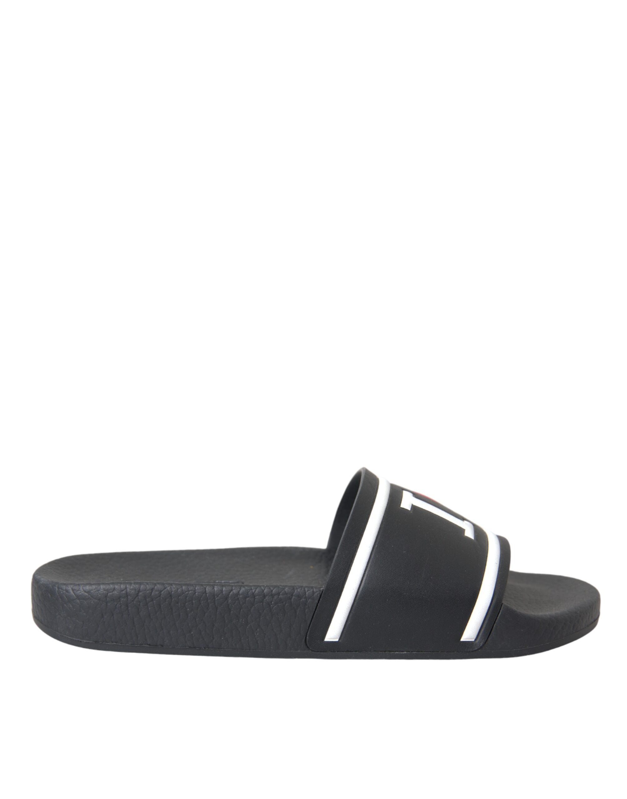 Schwarz Leder I Love D&G Sandalen Rutschen Schuhe