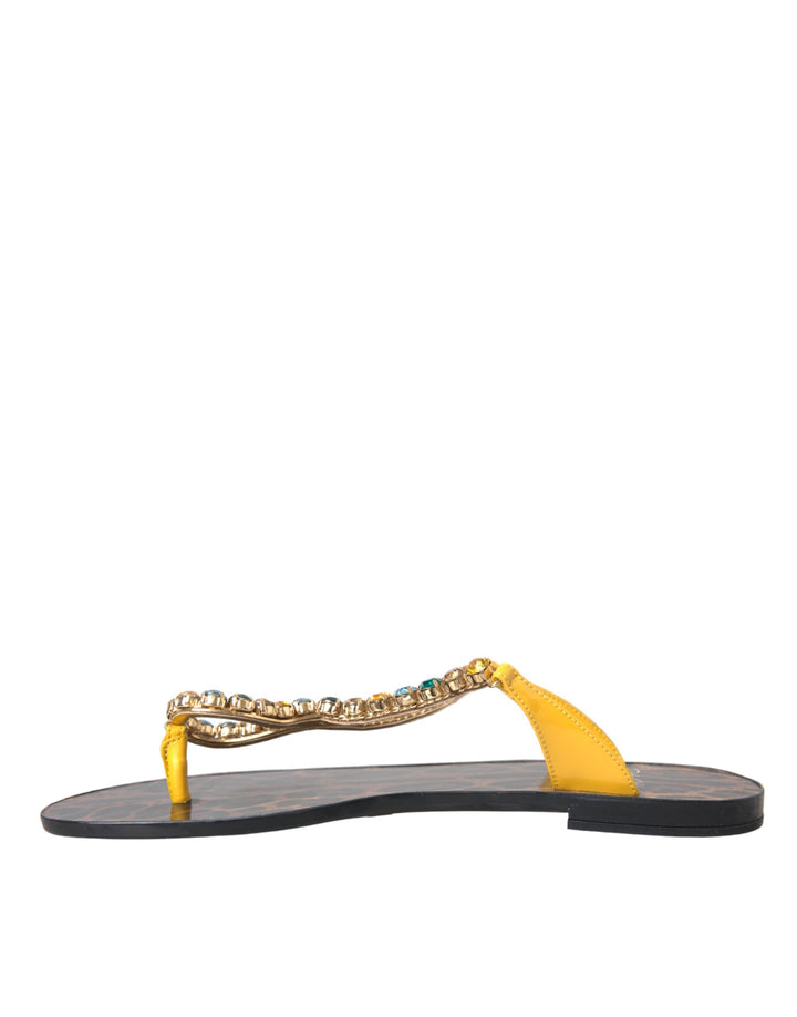 Dolce & Gabbana Multicolor Kristall Sandalen Flip Flops Schuhe