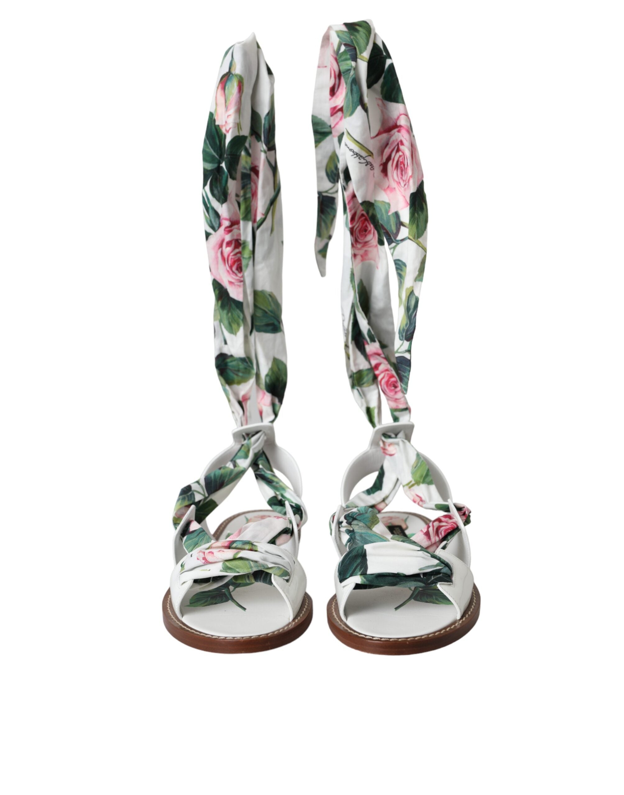 Multicolor Floral Print Ankle Wrap Sandalen Schuhe