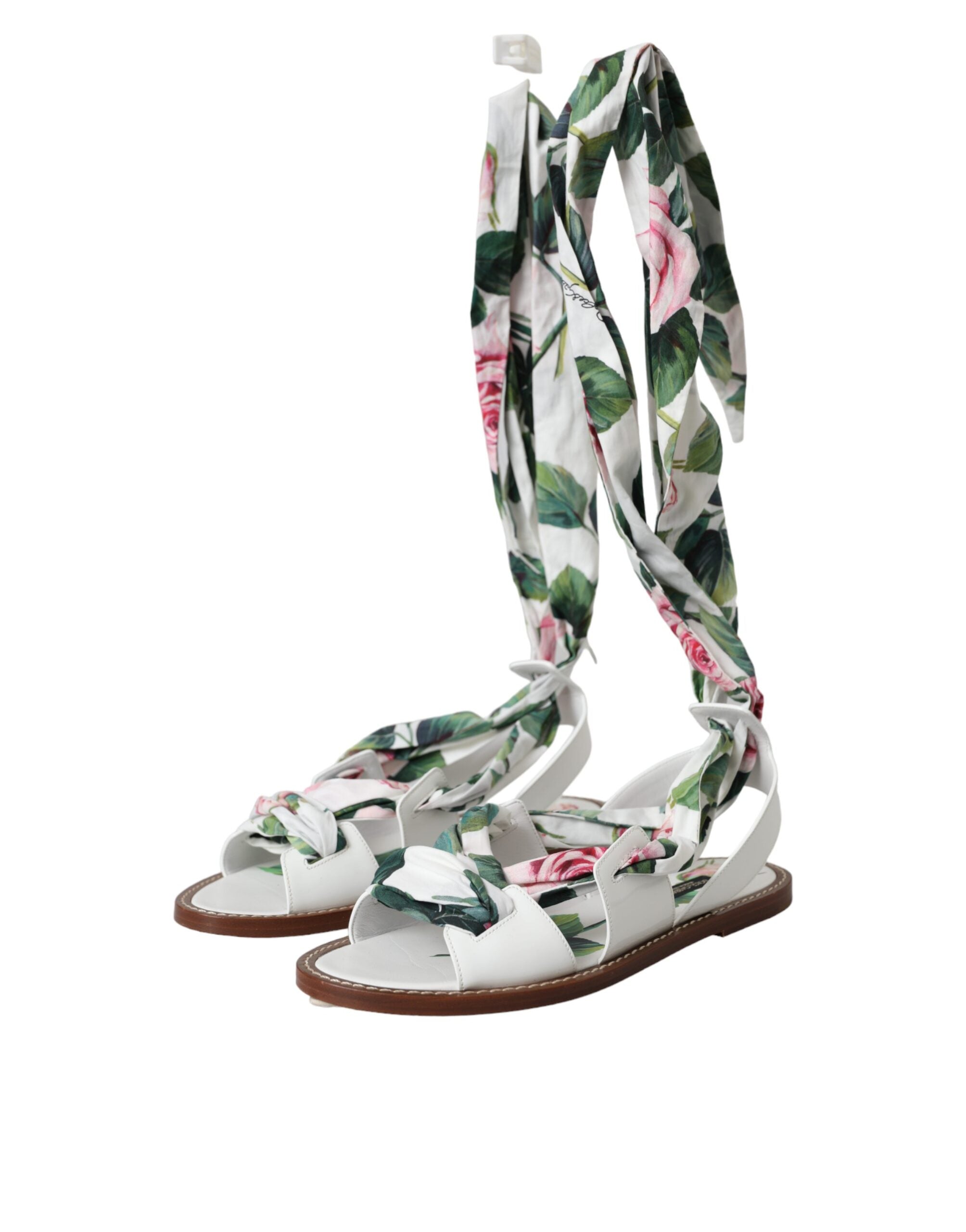 Multicolor Floral Print Ankle Wrap Sandalen Schuhe