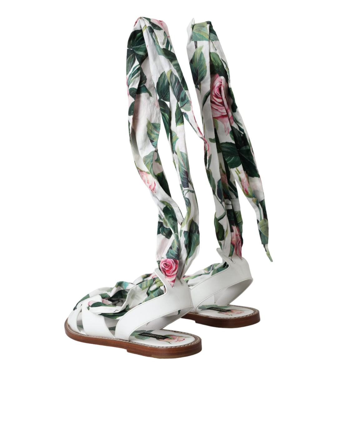 Dolce & Gabbana Multicolor Floral Print Ankle Wrap Sandalen Schuhe