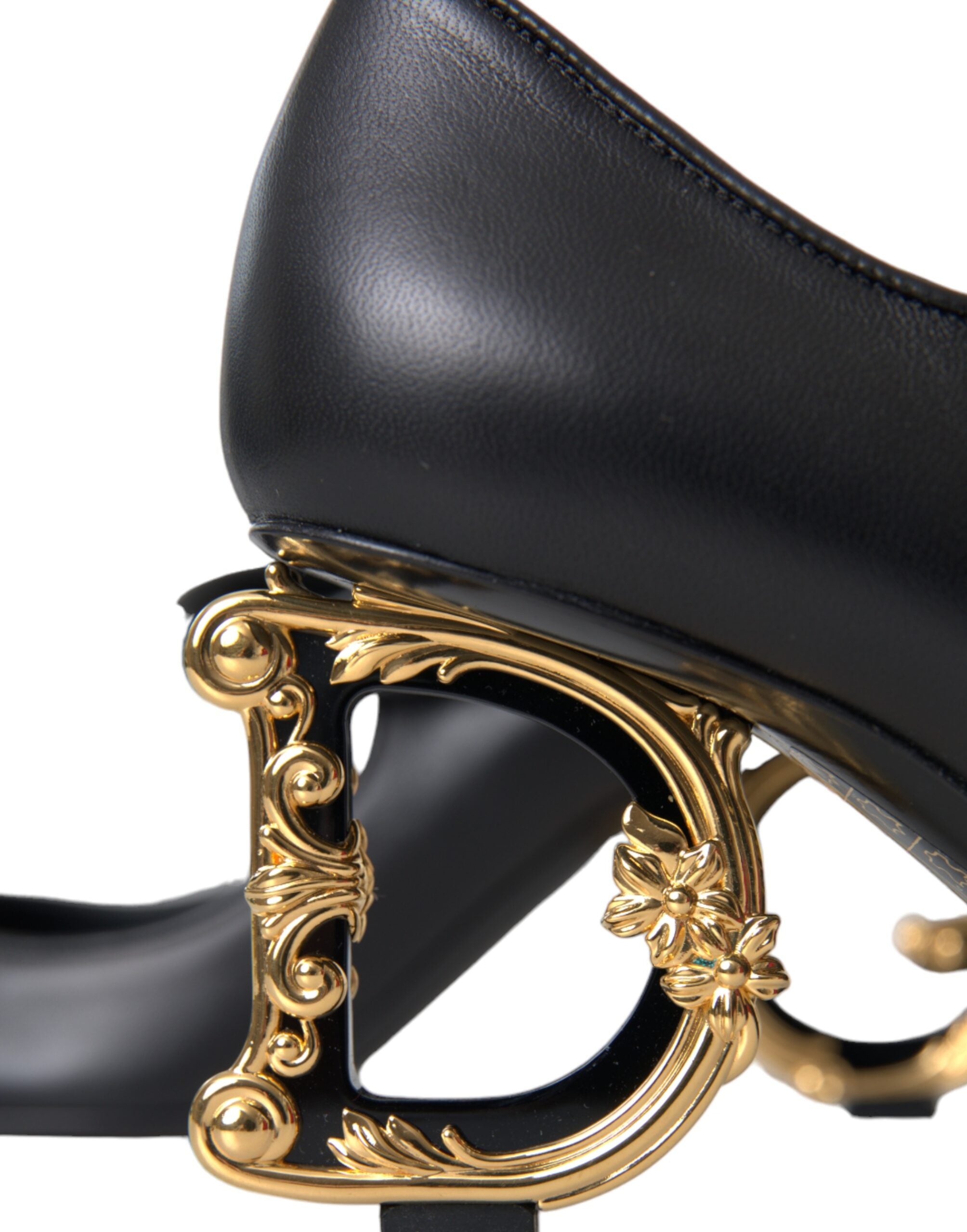 Schwarz Leder Logo Heels Mary Janes Pumps Schuhe