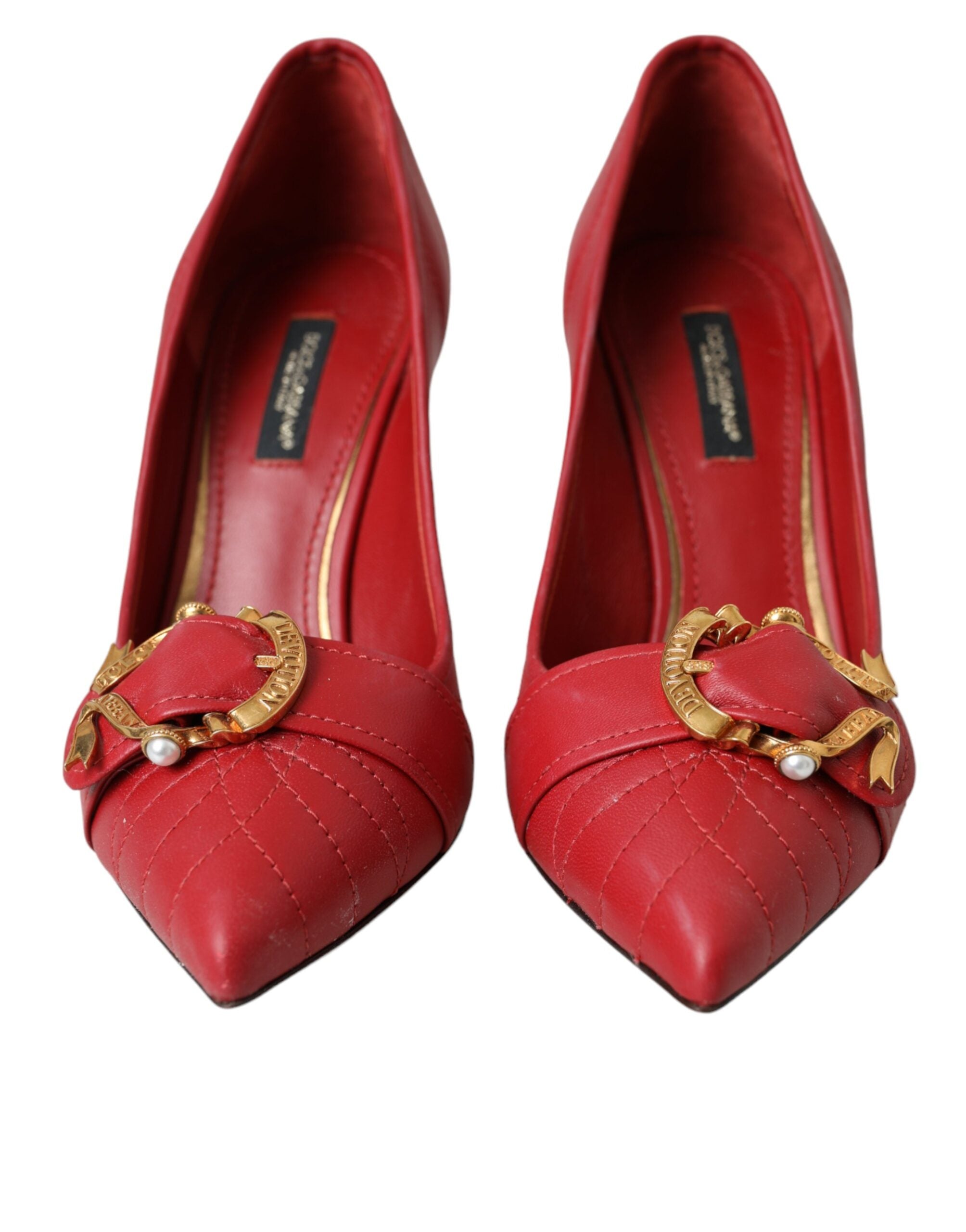 Rot Devotion Leder Heels Pumps Schuhe