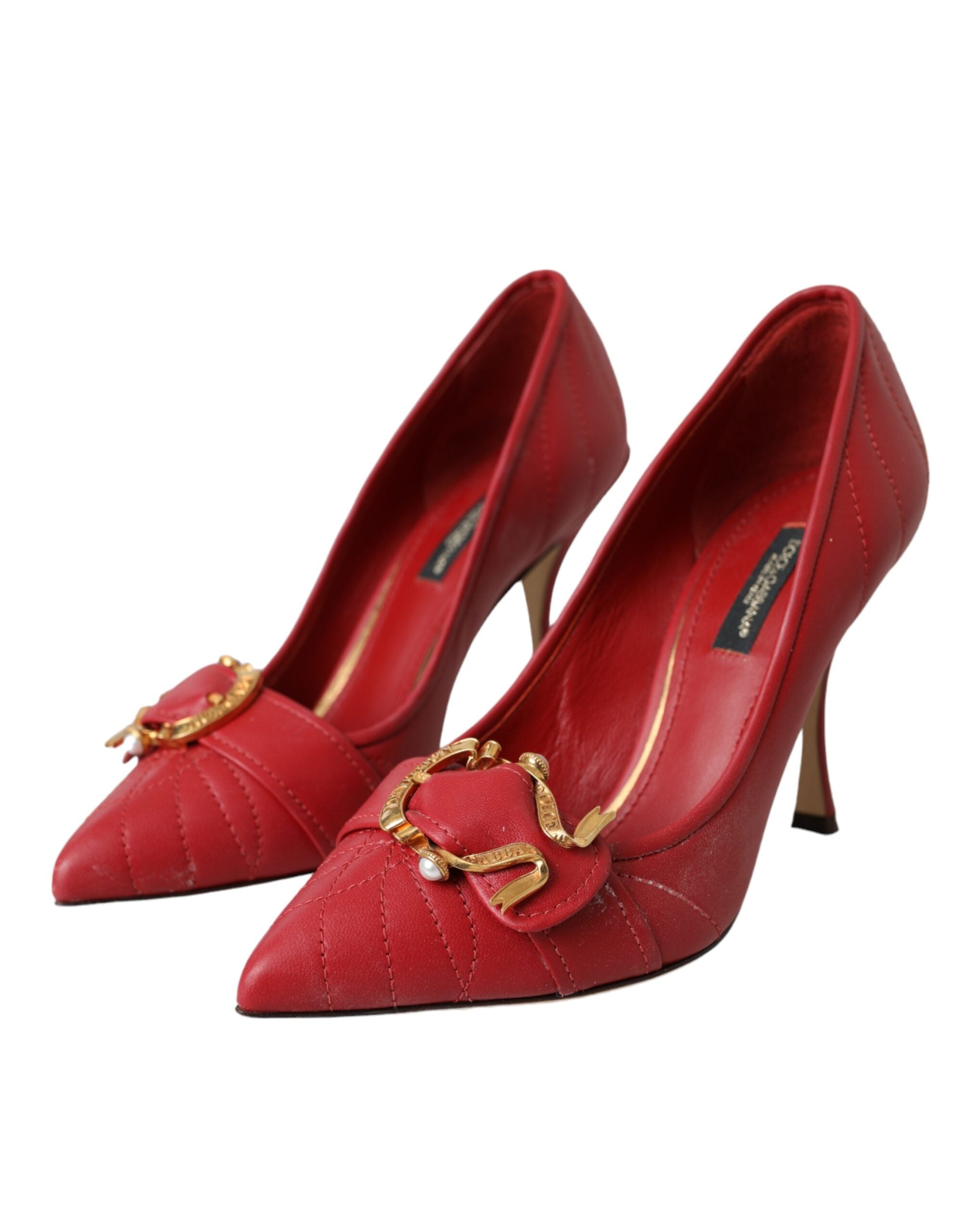 Rot Devotion Leder Heels Pumps Schuhe