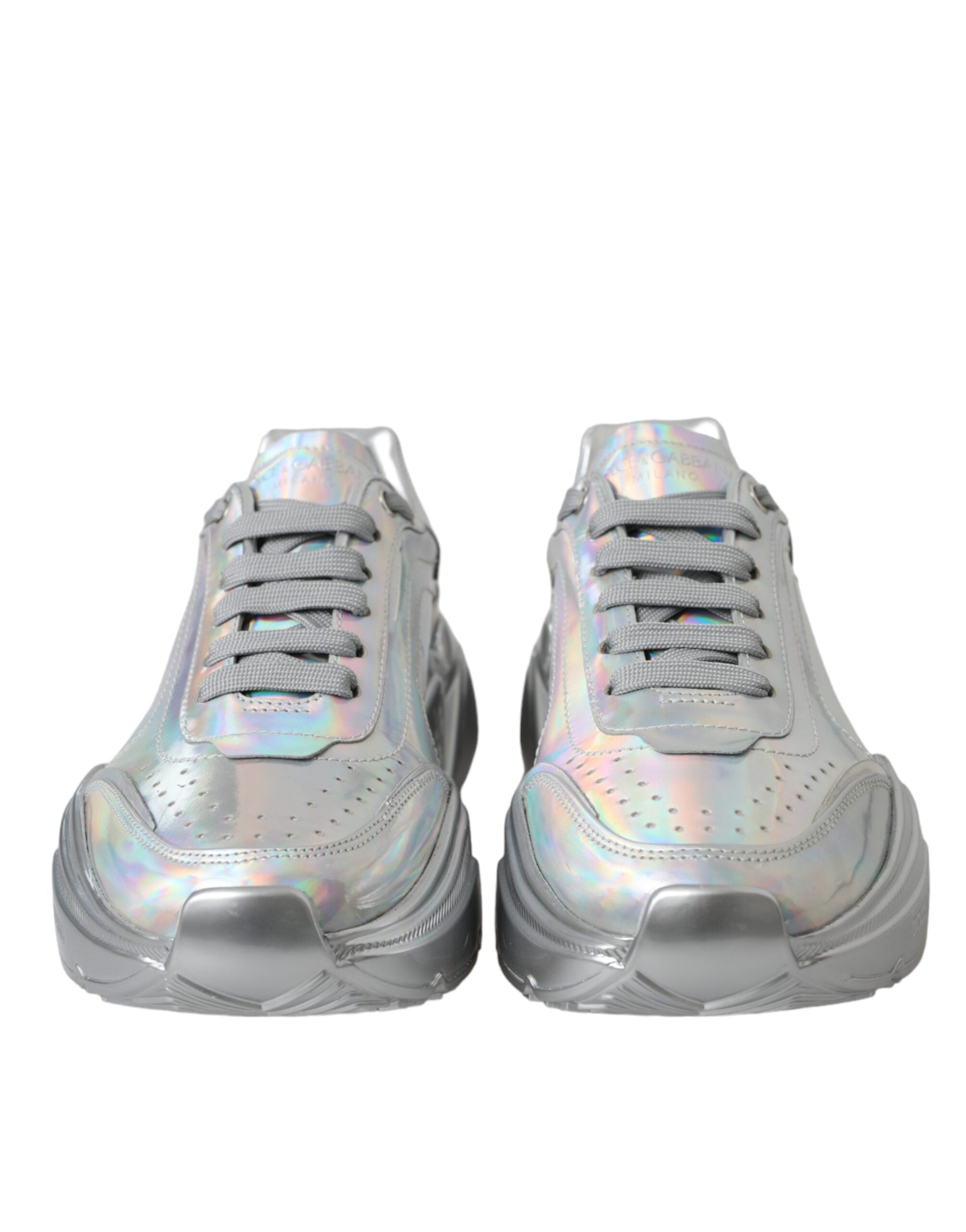 Silber schillernde DAYMASTER Leder Sneakers Schuhe