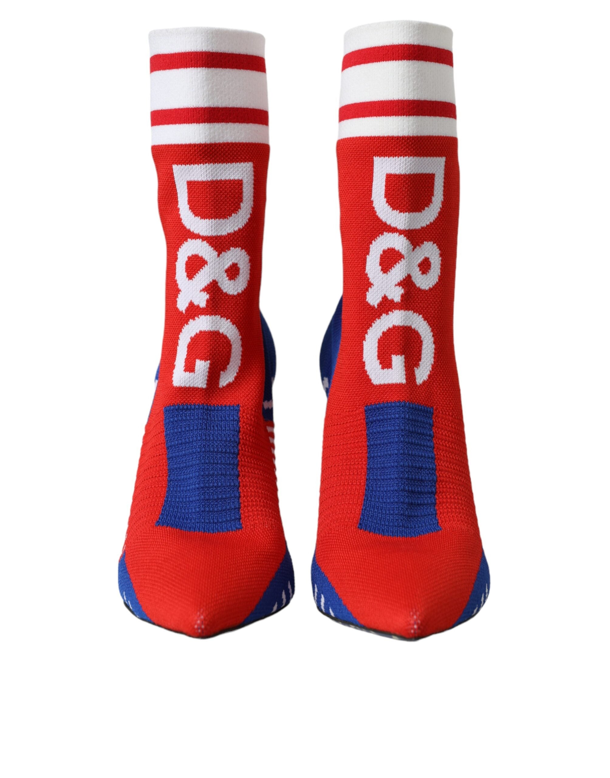 Rot Blau Stretch Socke Stil kurze Stiefel Logo Schuhe