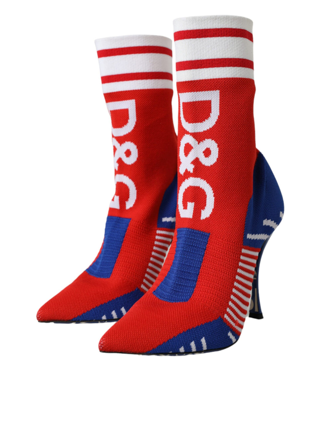 Dolce & Gabbana Rot Blau Stretch Socke Stil kurze Stiefel Logo Schuhe