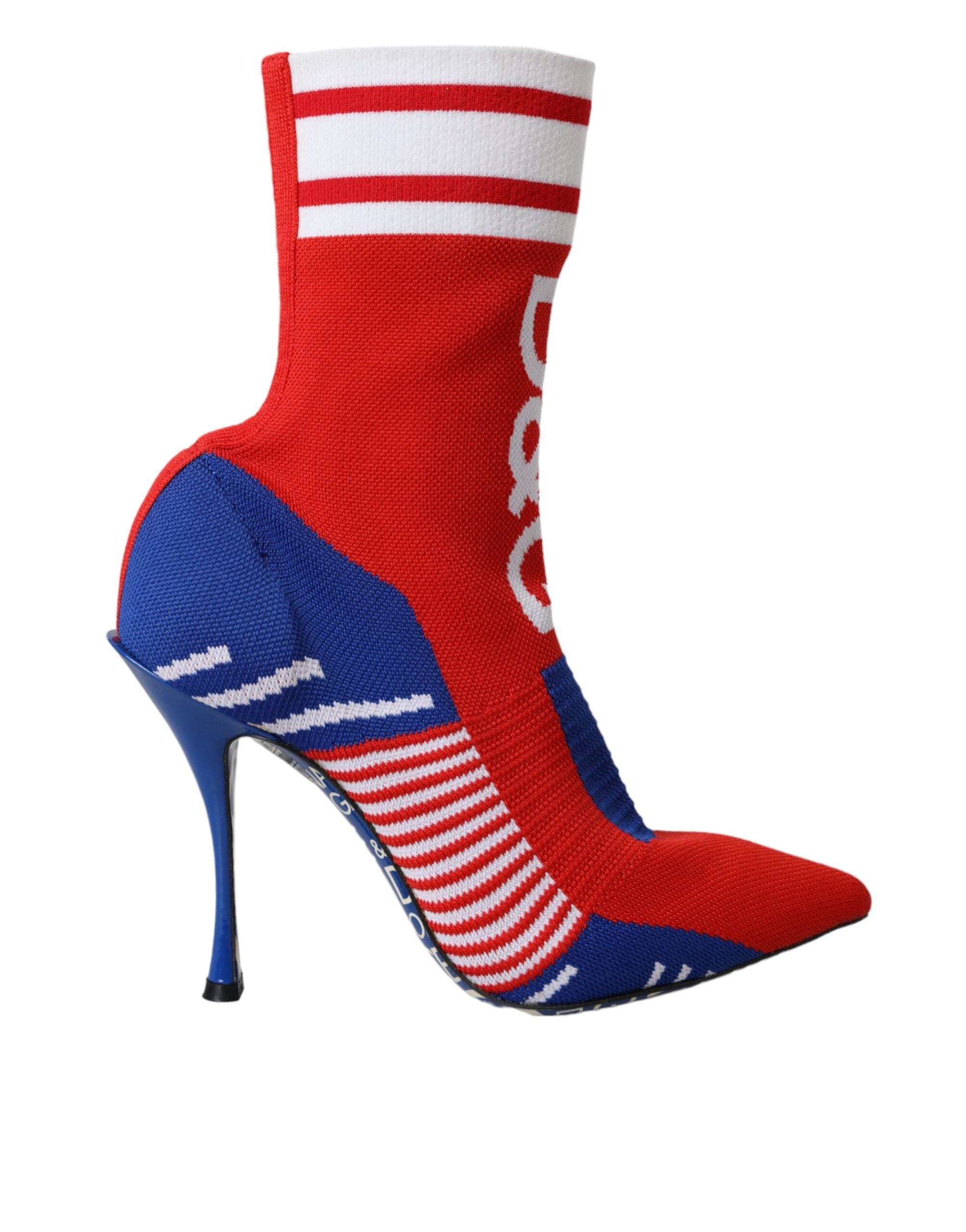 Rot Blau Stretch Socke Stil kurze Stiefel Logo Schuhe