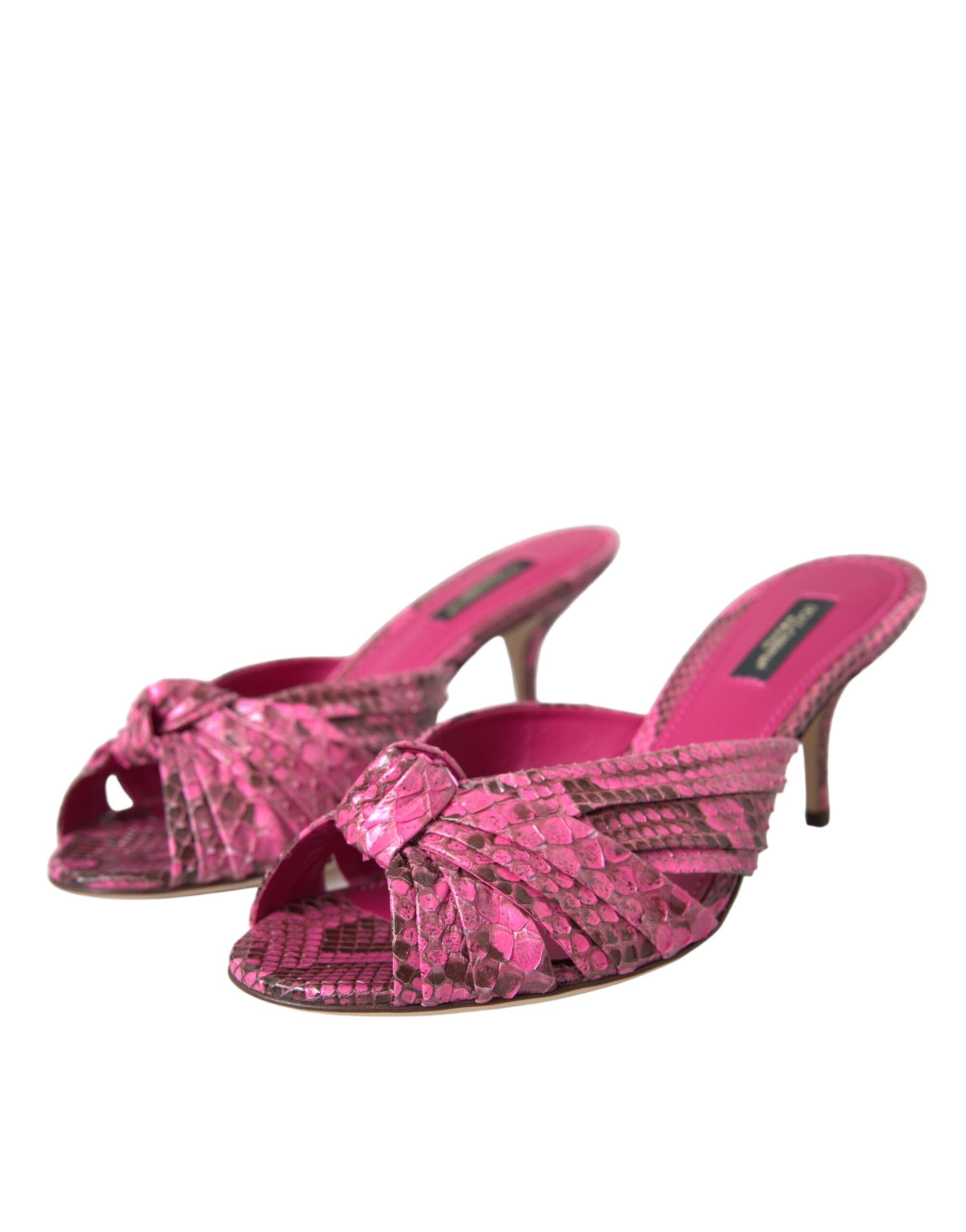 Rosa Exotische Leder Kitten Heels Rutschen Schuhe