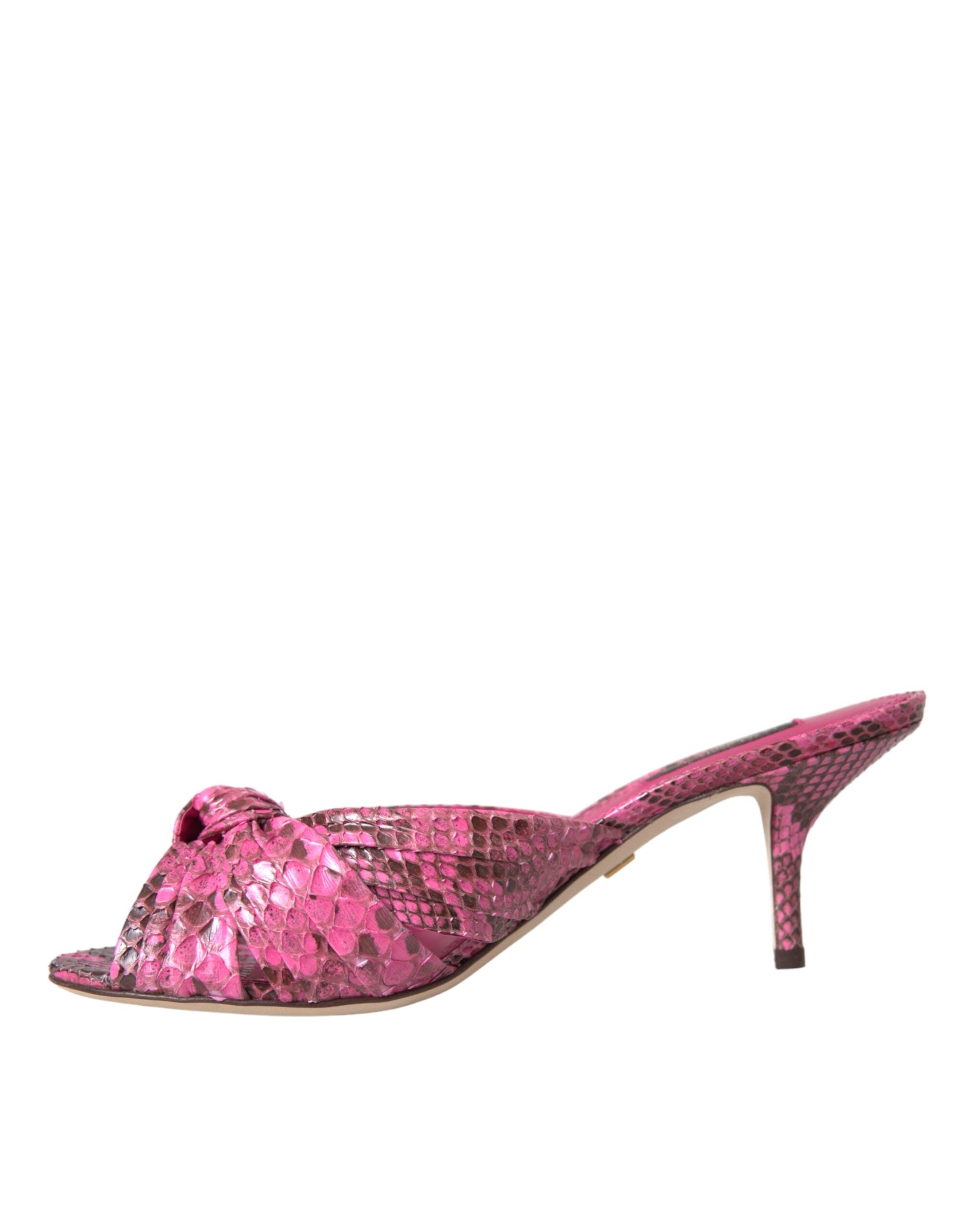 Rosa Exotische Leder Kitten Heels Rutschen Schuhe