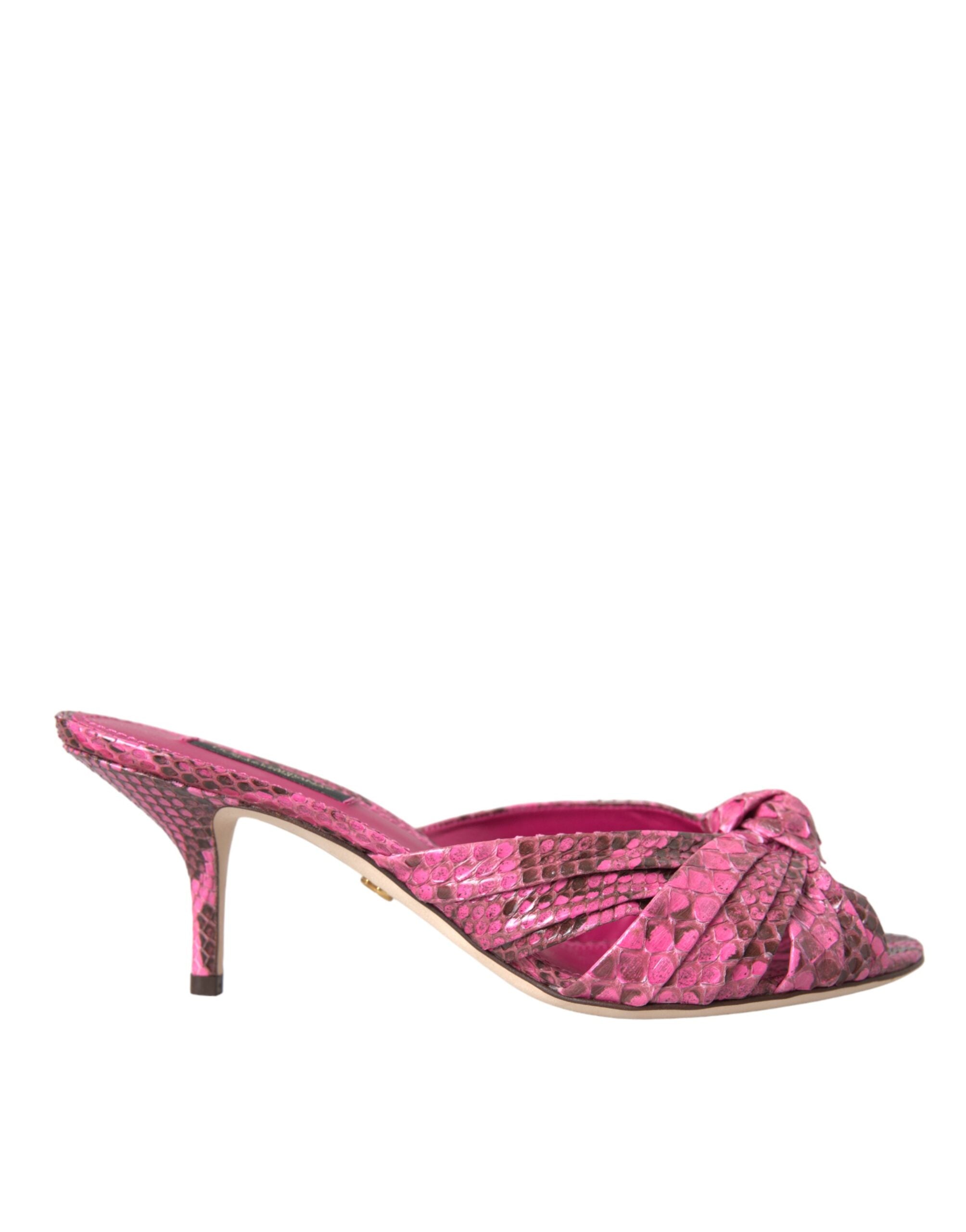Rosa Exotische Leder Kitten Heels Rutschen Schuhe