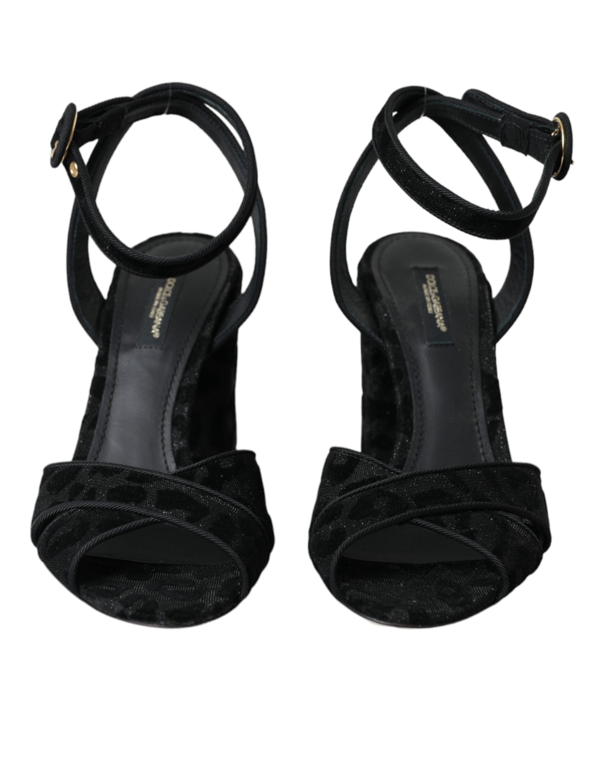 Schwarz Leopard Wildleder Heels Sandalen Schuhe