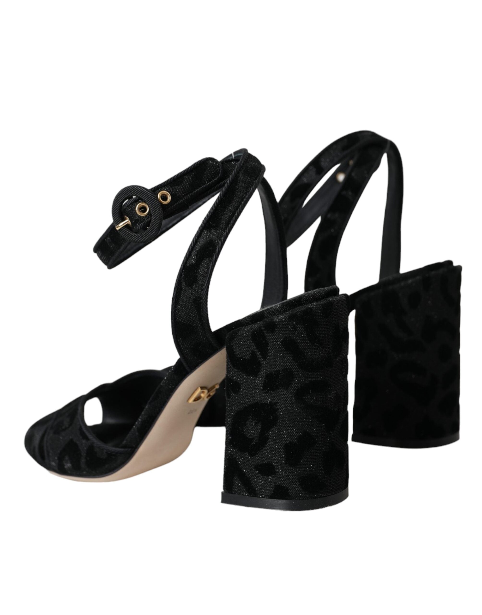 Schwarz Leopard Wildleder Heels Sandalen Schuhe