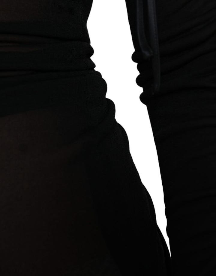 Schwarzes durchsichtiges Bodycon-Midikleid