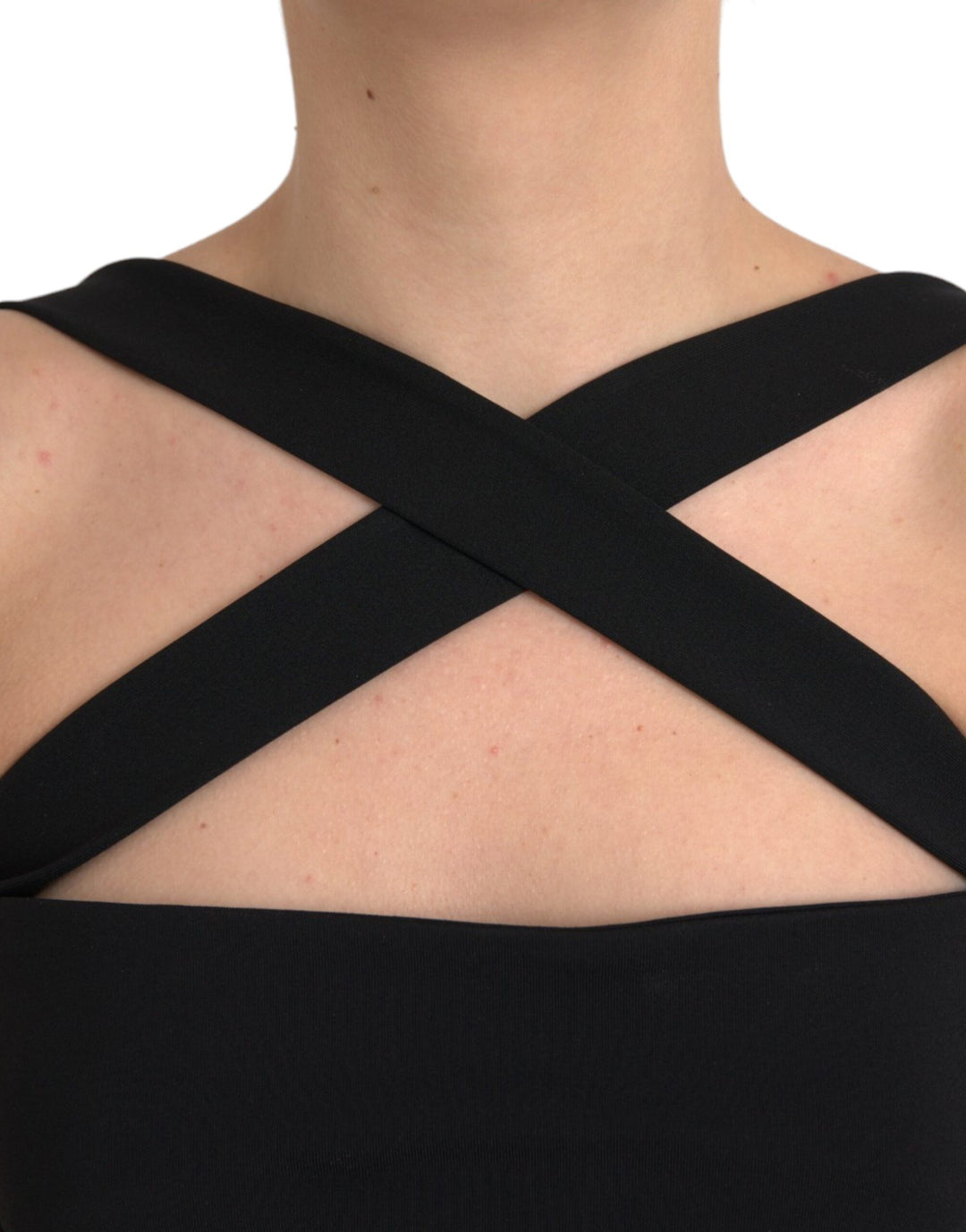 Black sleeveless midi dress with coat holder