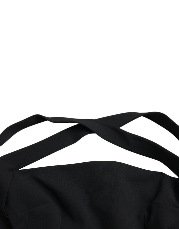 Black sleeveless midi dress with coat holder