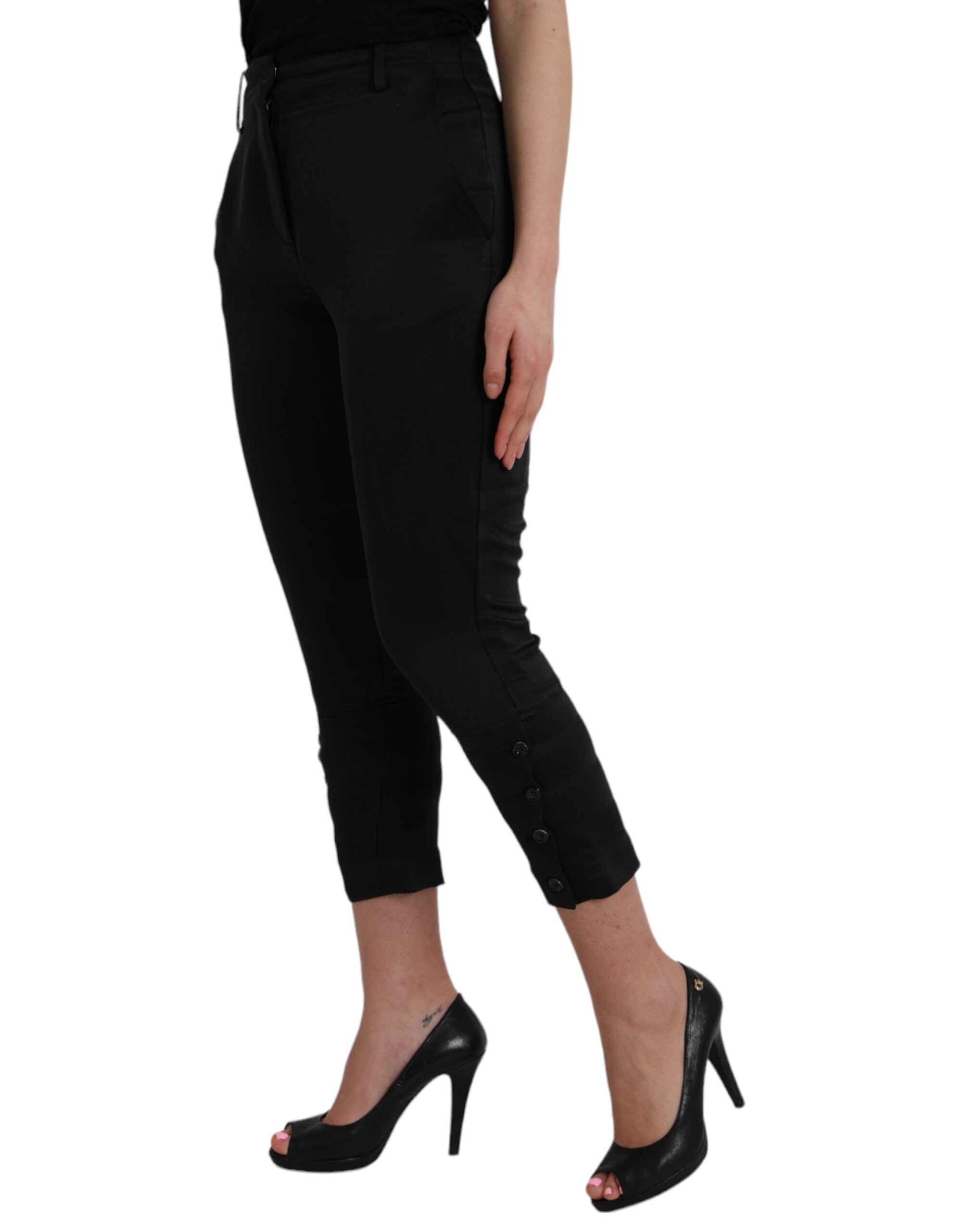 Black high waisted capri pants with cropped trousers
