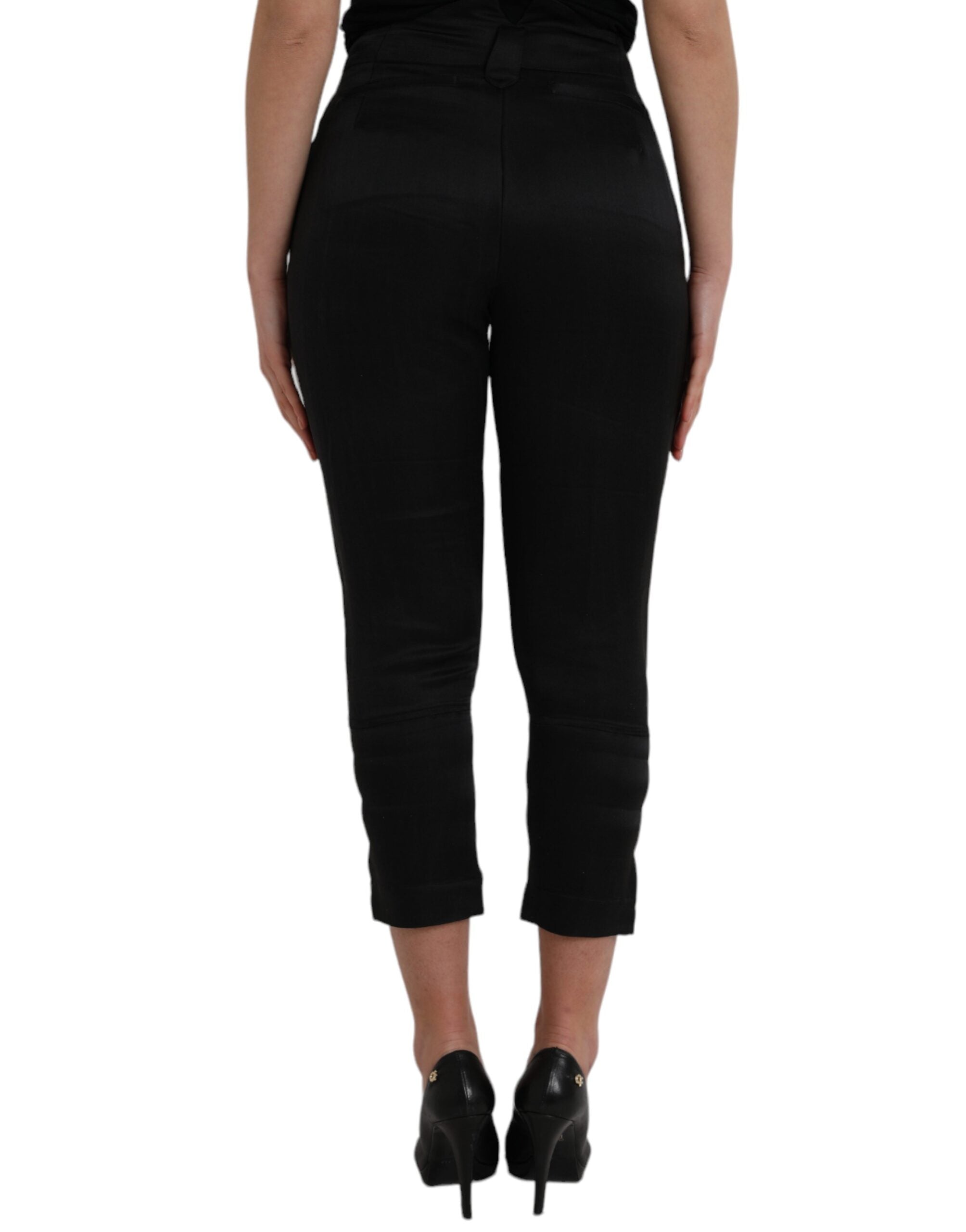 Black high waisted capri pants with cropped trousers
