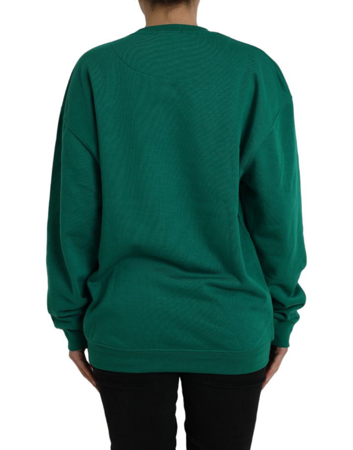 Grüner Baumwoll-Logo-Pullover mit langen Ärmeln