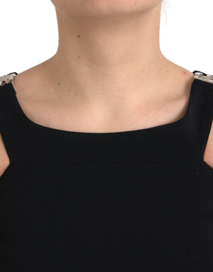 Schwarzes ärmelloses Tank-Top mit Rundhalsausschnitt