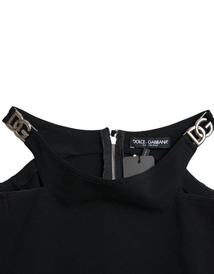 Schwarzes ärmelloses Tank-Top mit Rundhalsausschnitt