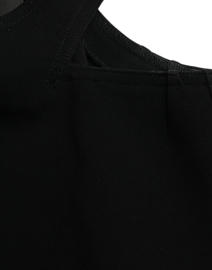 Schwarzes ärmelloses Tank-Top mit Rundhalsausschnitt